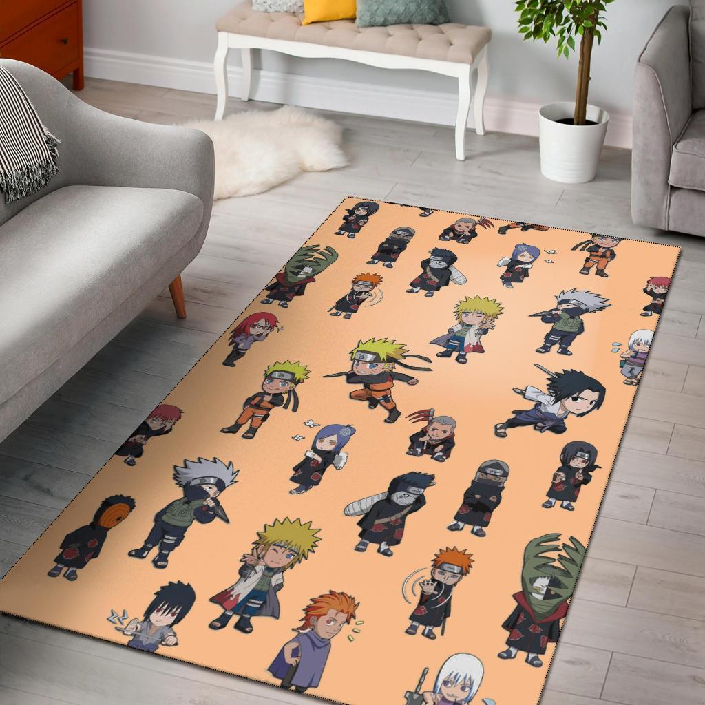 Cute Naruto Characters Chibi Area Rectangle Rug
