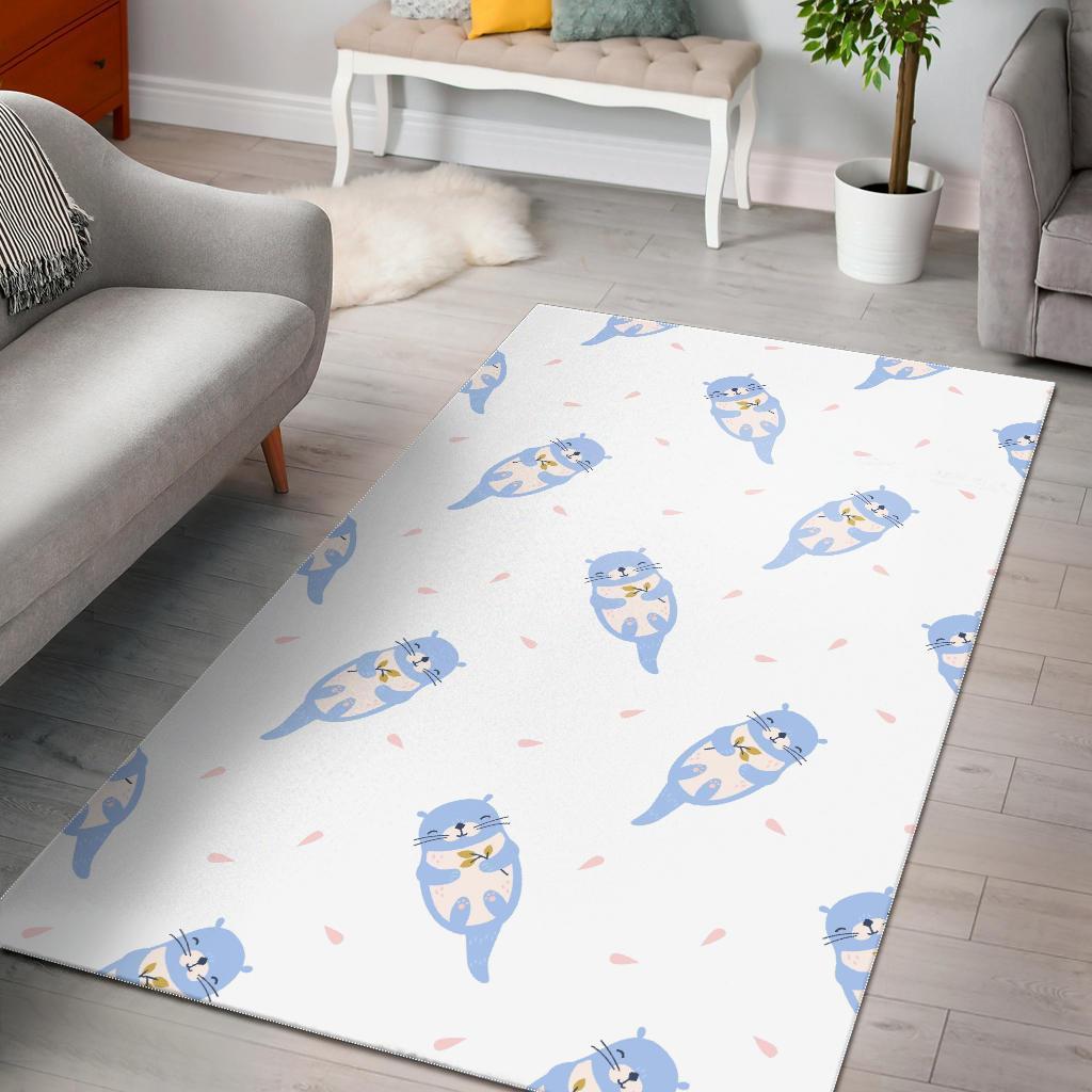 Cute Otter Pattern Print Area Limited Edition Rectangle Rug
