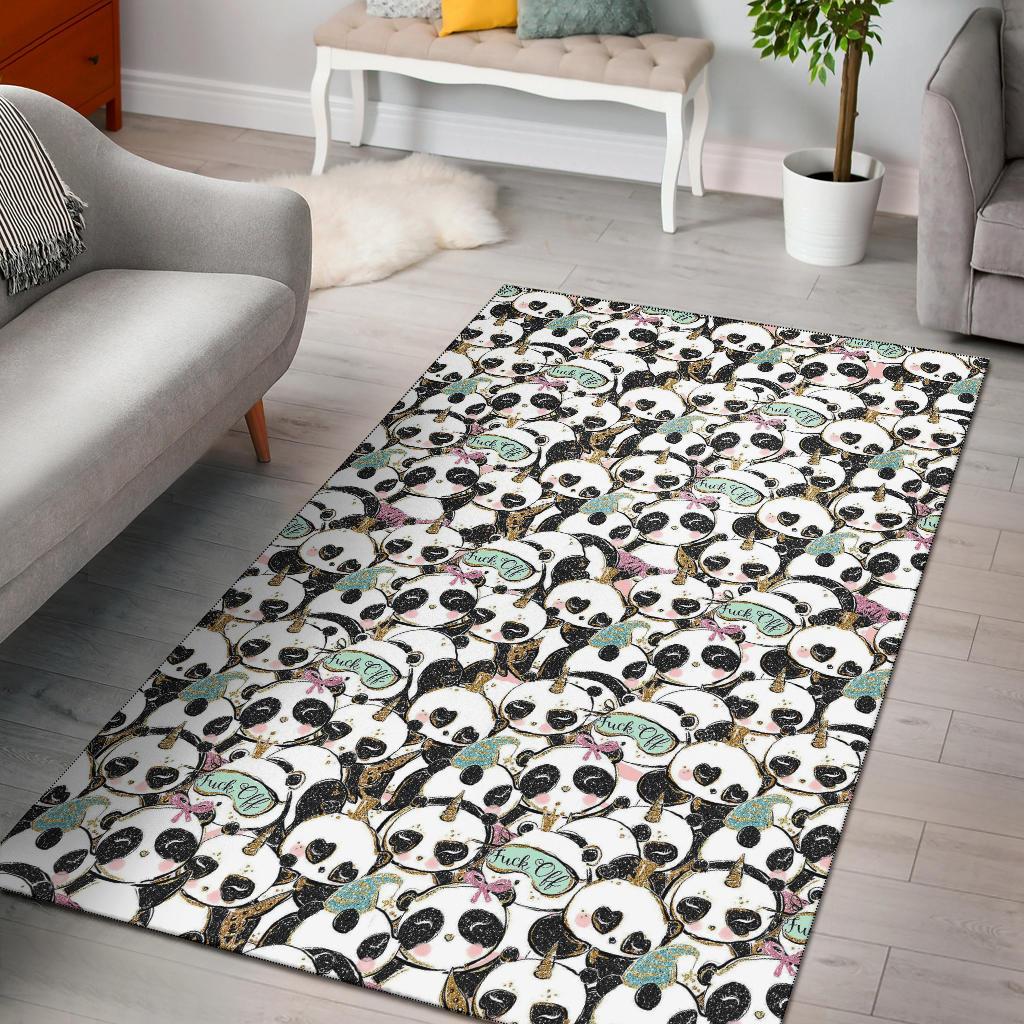 Cute Panda Fuck Off Area Rectangle Rug
