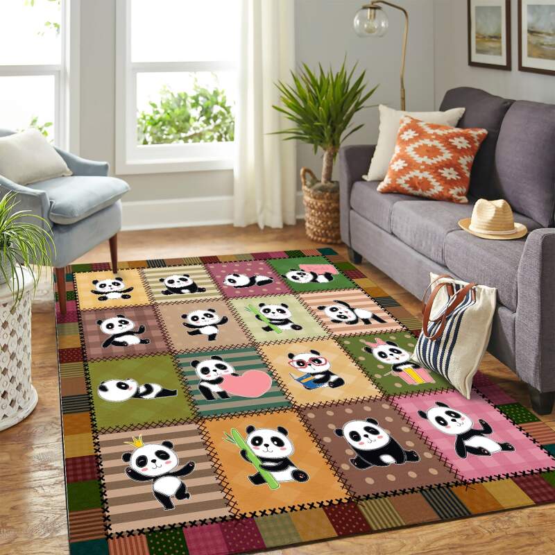 Cute Panda Mk Carpet Area Rectangle Rug