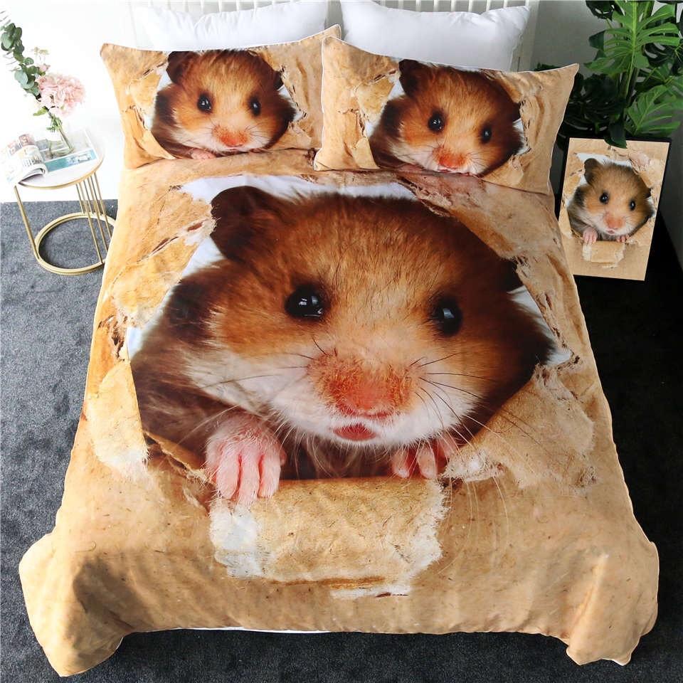Cute Peakaboo Mouse 3D Customized Duvet Cover Bedding Set