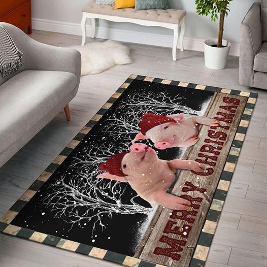 Cute Pigs Merry Christmas Pet Lovers Limited Edition Rectangle Rug