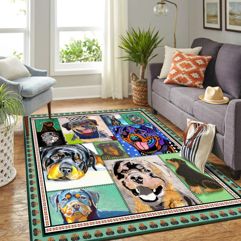 Cute Rottweiler Mk Carpet Area Rectangle Rug
