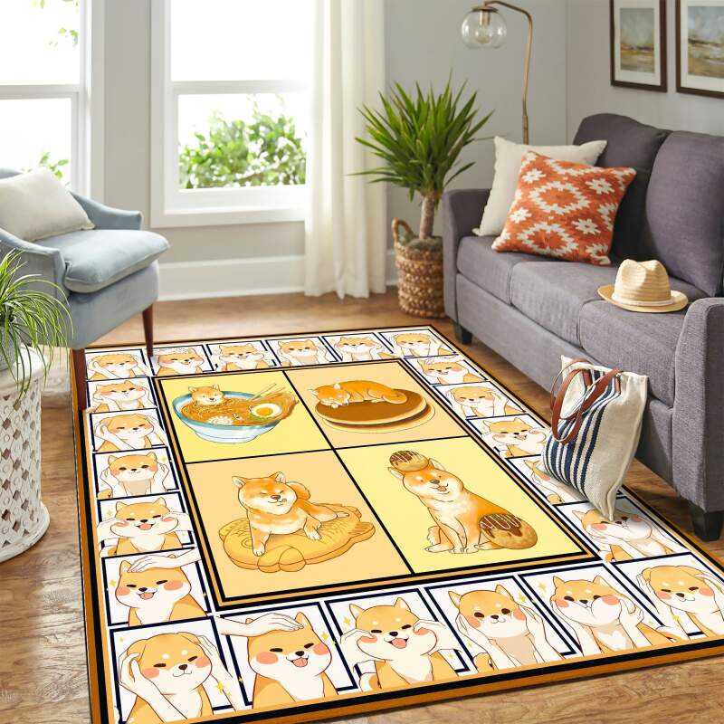 Cute Shiba Inu Mk Carpet Area Rectangle Rug