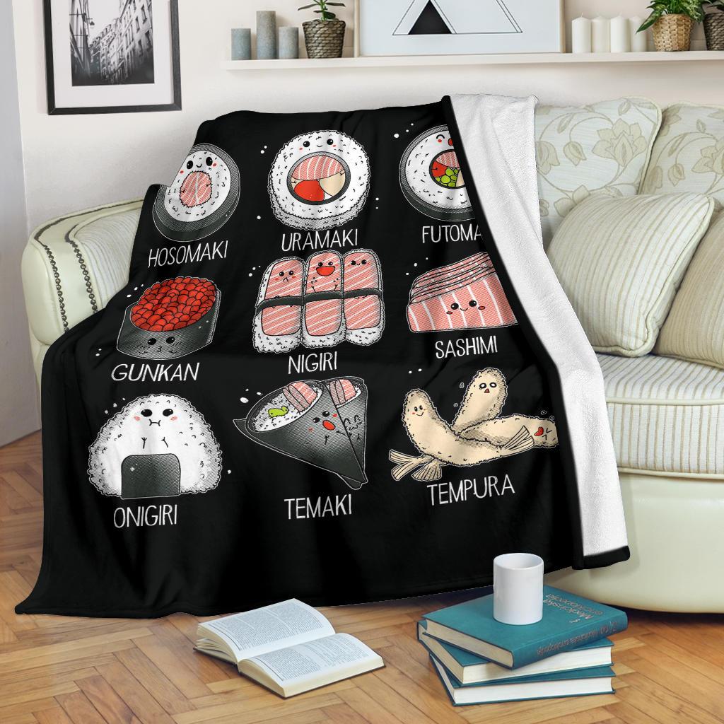 Cute Sushi Sherpa Blanket Cozy Blanket Fleece Blanket