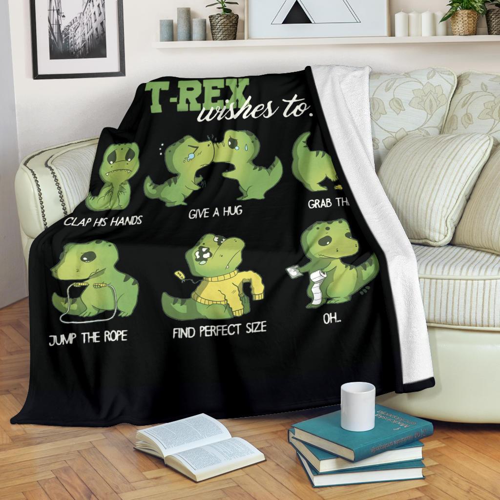 Cute T Rex Sherpa Blanket Cozy Blanket Fleece Blanket