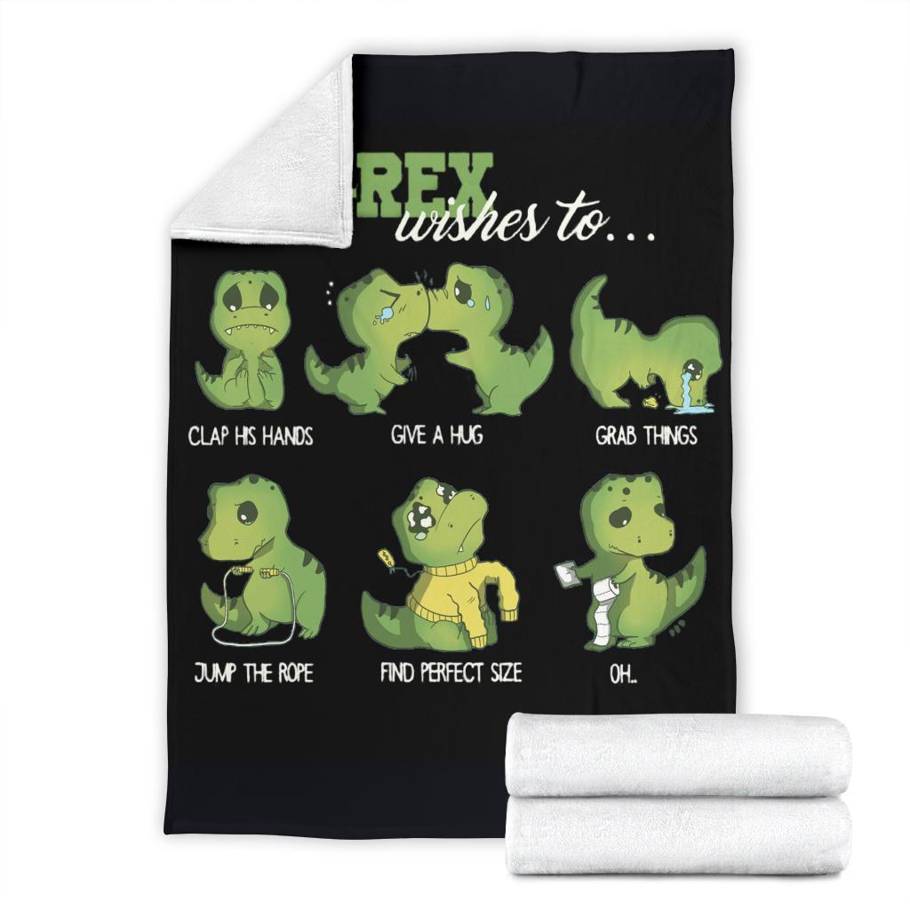 Cute T Rex Sherpa Blanket Cozy Blanket Fleece Blanket