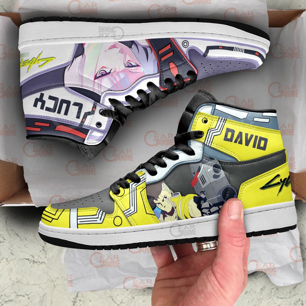 Cyberpunk Edgerunners David Martinez and Lucy Shoes For Anime Fans, Air Jordan Hightop