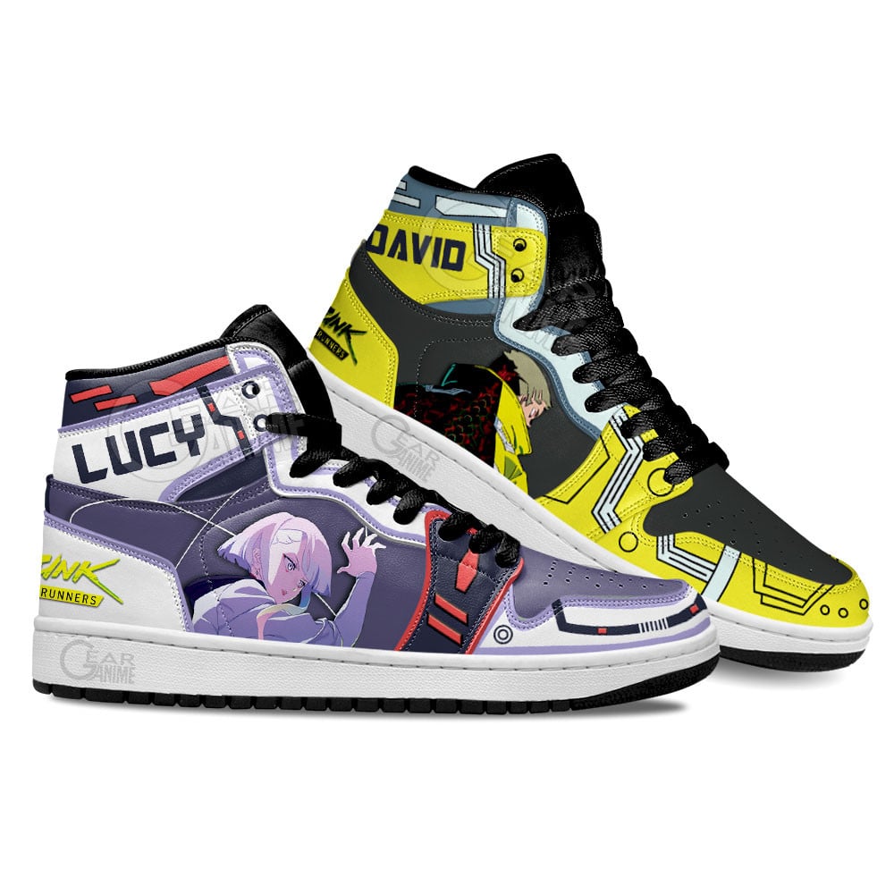 Cyberpunk Edgerunners David Martinez and Lucy Shoes For Anime Fans, Air Jordan Hightop