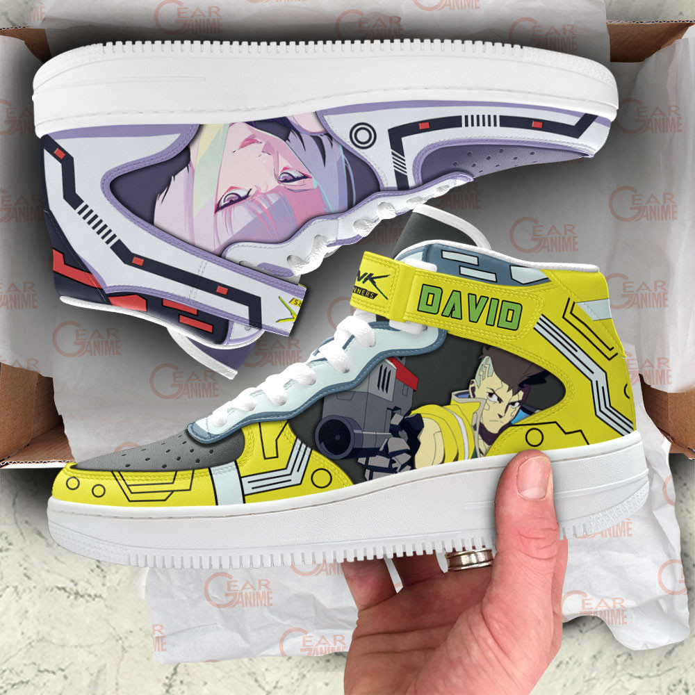 Cyberpunk Edgerunners David Martinez and Lucy Sneakers Air Mid Custom For Anime Fans