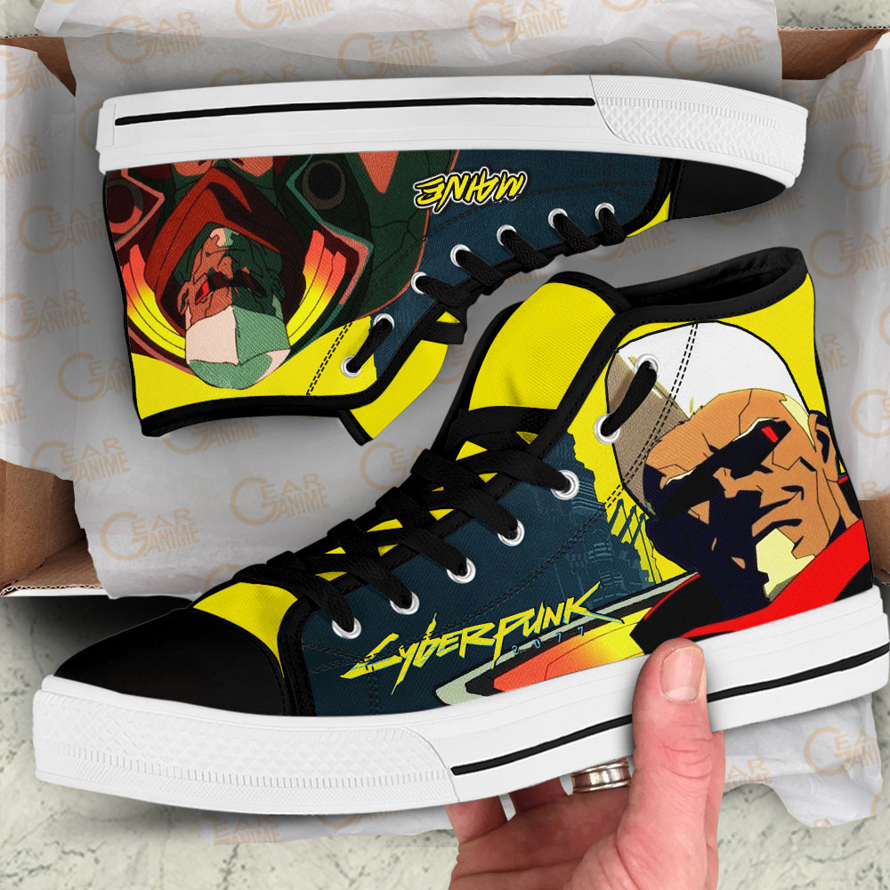 Cyberpunk Edgerunners Maine Custom High Top Shoes For Anime Fans