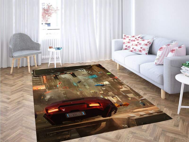 Cyberpunk Style City Carpet Rectangle Rug