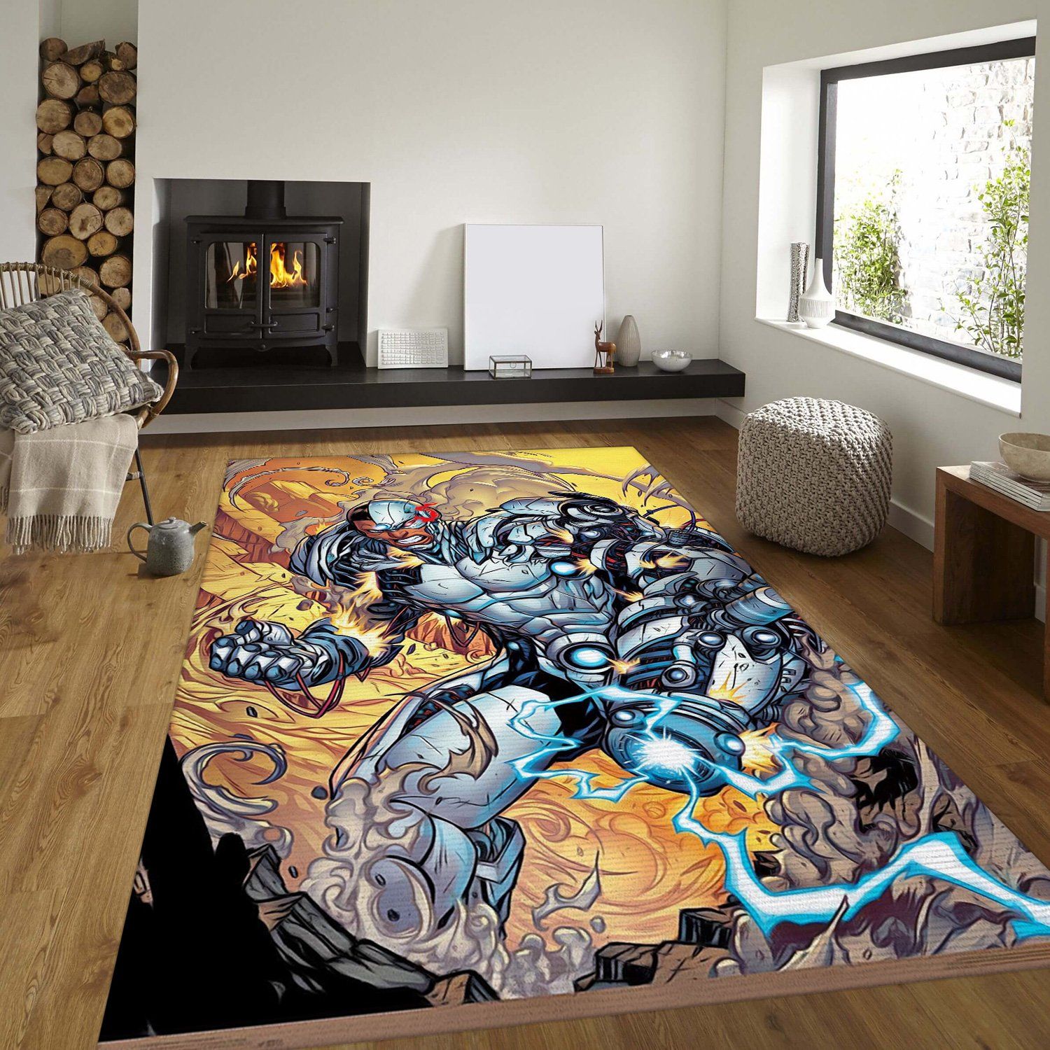 Cyborg Battle Rectangle Rug – Custom Size And Printing