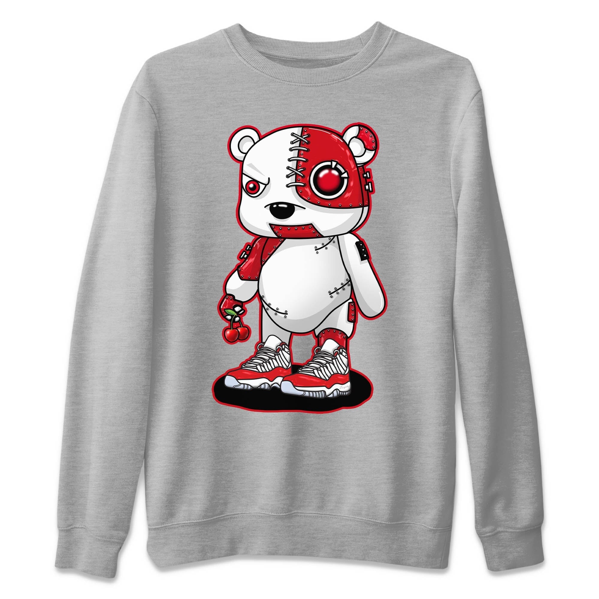 Cyborg Bear Unisex Sweater – Air Jordan 11 Cherry, Sneakers Matching Sweater