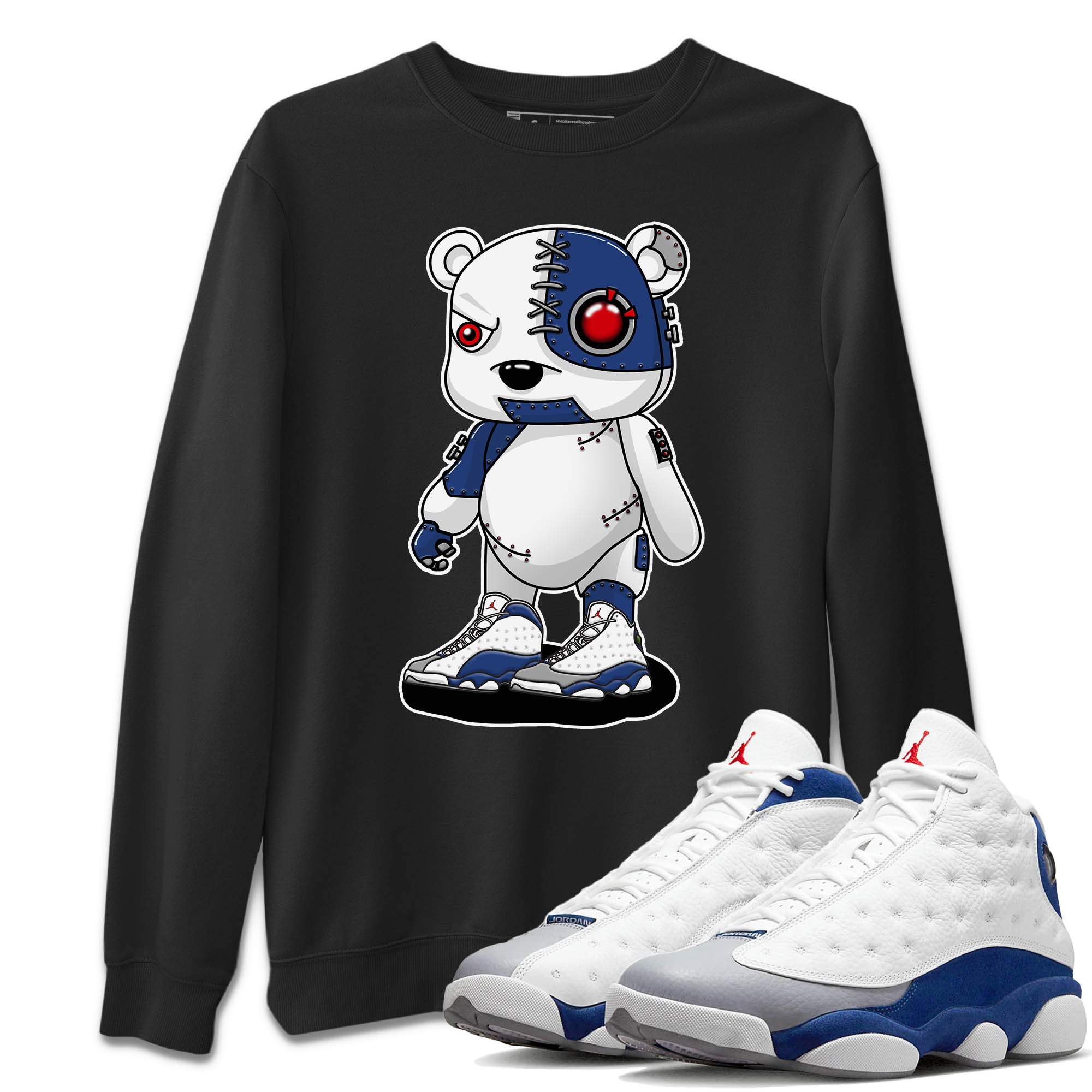 Cyborg Bear Unisex Sweater – Air Jordan 13 French Blue, Sneakers Matching Sweater