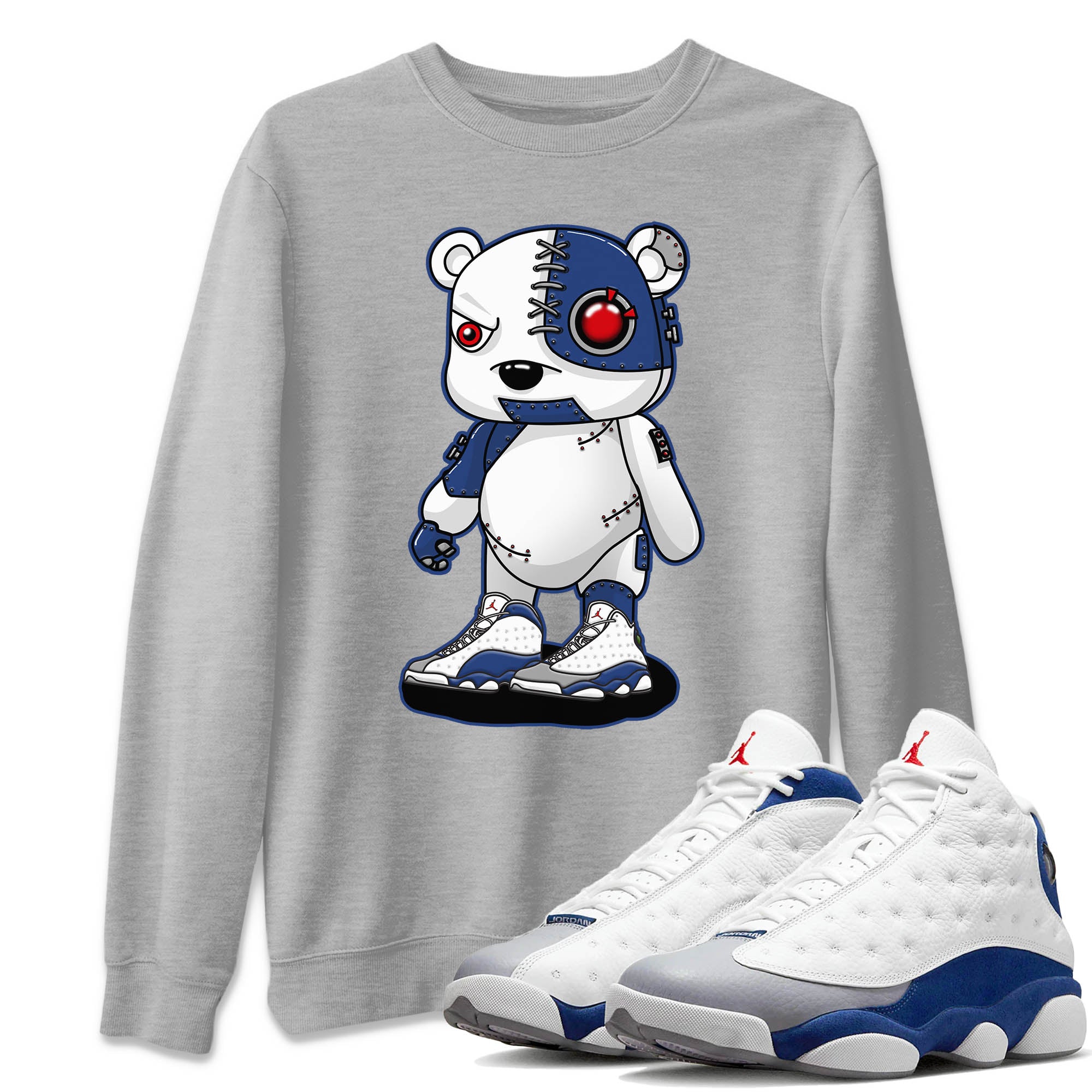 Cyborg Bear Unisex Sweater – Air Jordan 13 French Blue, Sneakers Matching Sweater