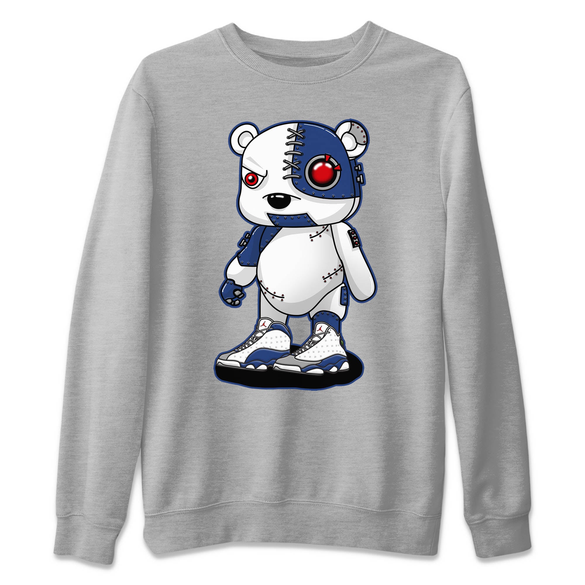 Cyborg Bear Unisex Sweater – Air Jordan 13 French Blue, Sneakers Matching Sweater