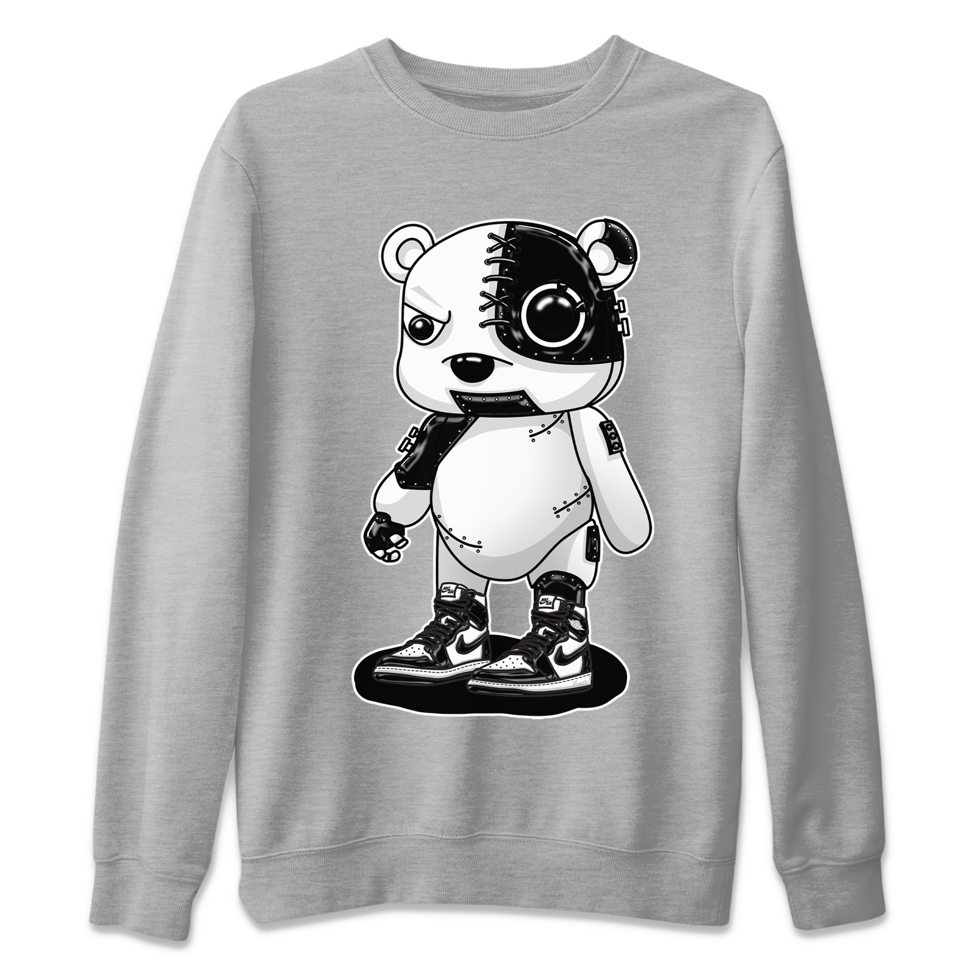 Cyborg Bear Unisex Sweater – Air Jordan 1 Black White, Sneakers Matching Sweater