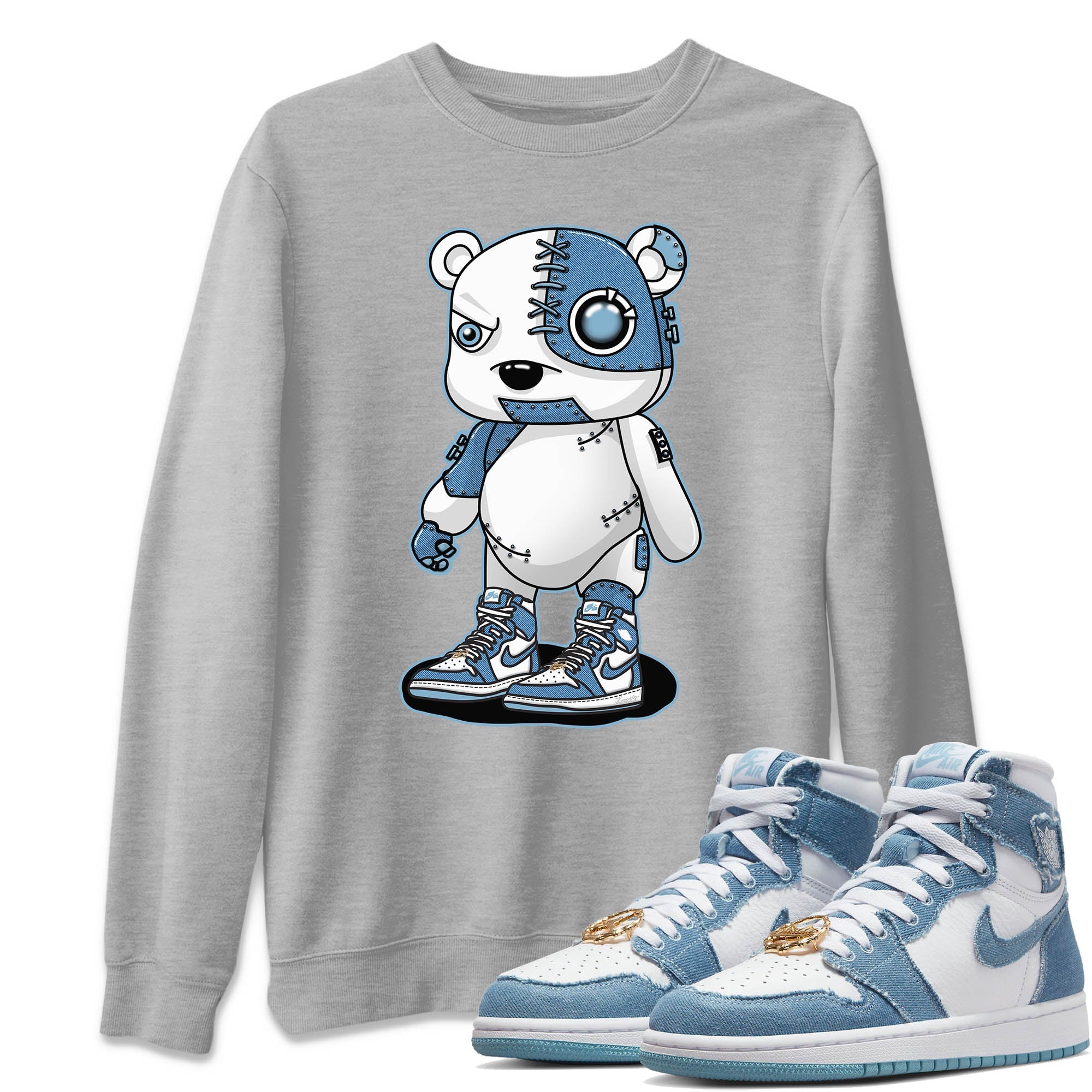 Cyborg Bear Unisex Sweater – Air Jordan 1 Denim, Sneakers Matching Sweater