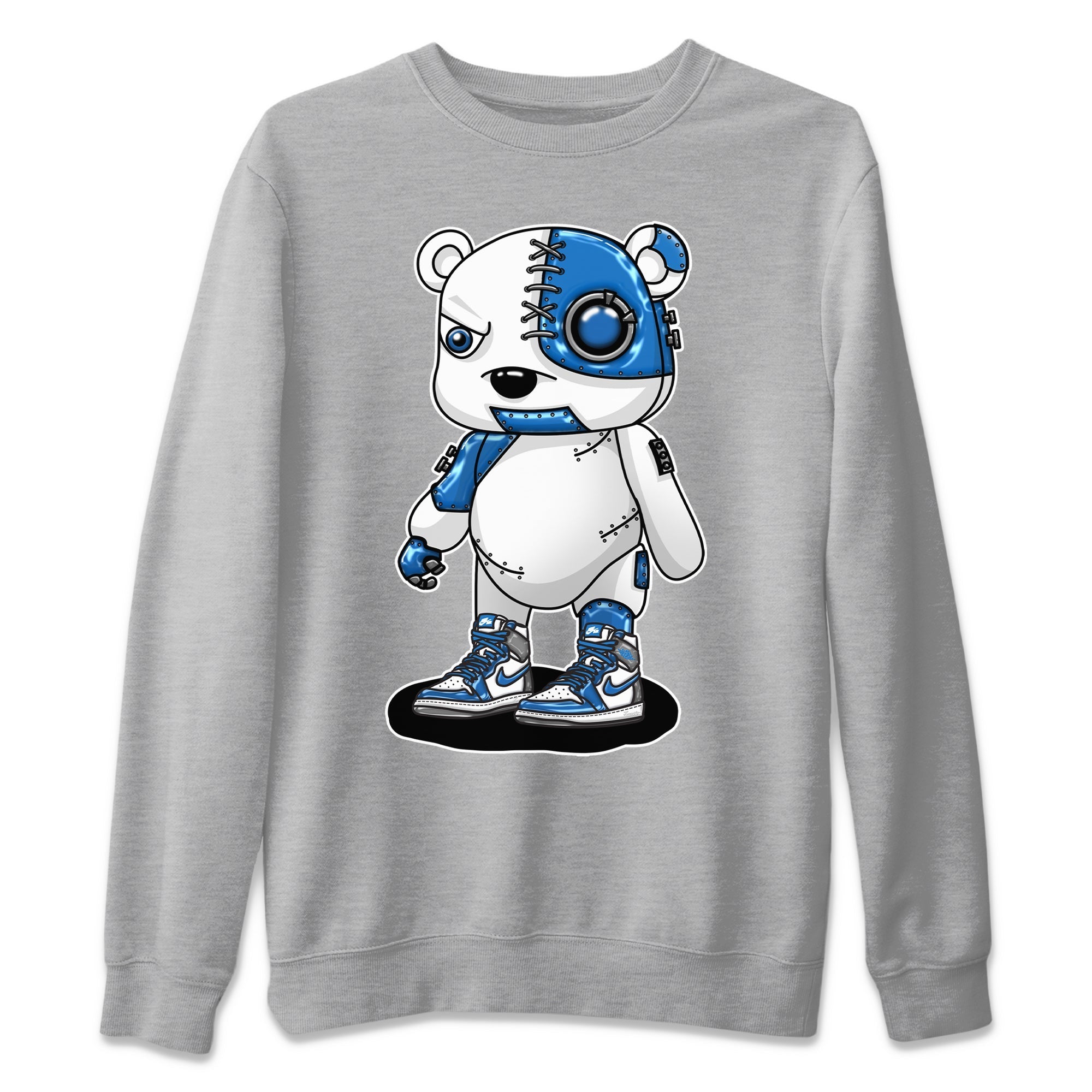 Cyborg Bear Unisex Sweater – Air Jordan 1 True Blue, Sneakers Matching Sweater