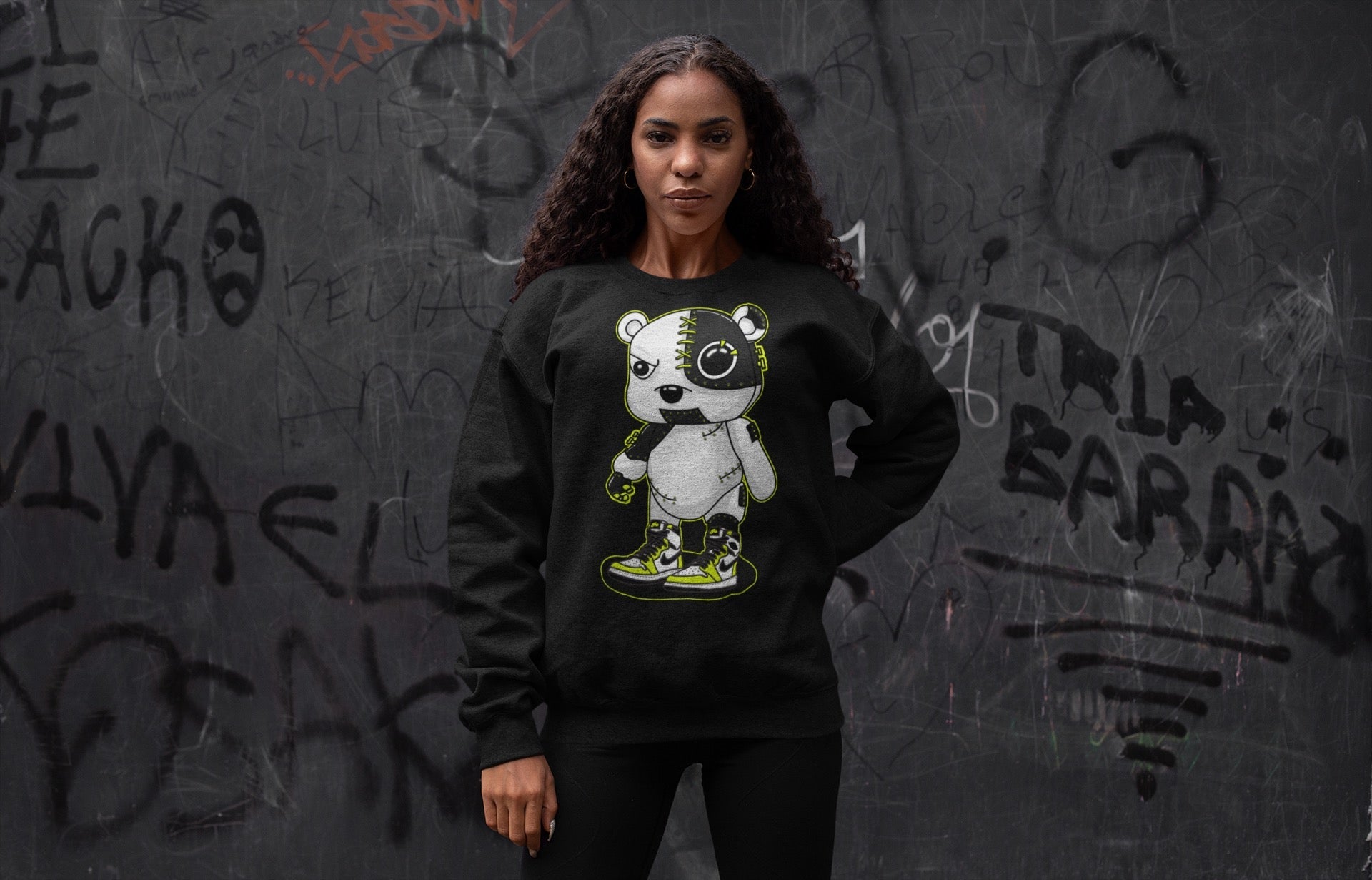 Cyborg Bear Unisex Sweater – Air Jordan 1 Visionaire, Sneakers Matching Sweater