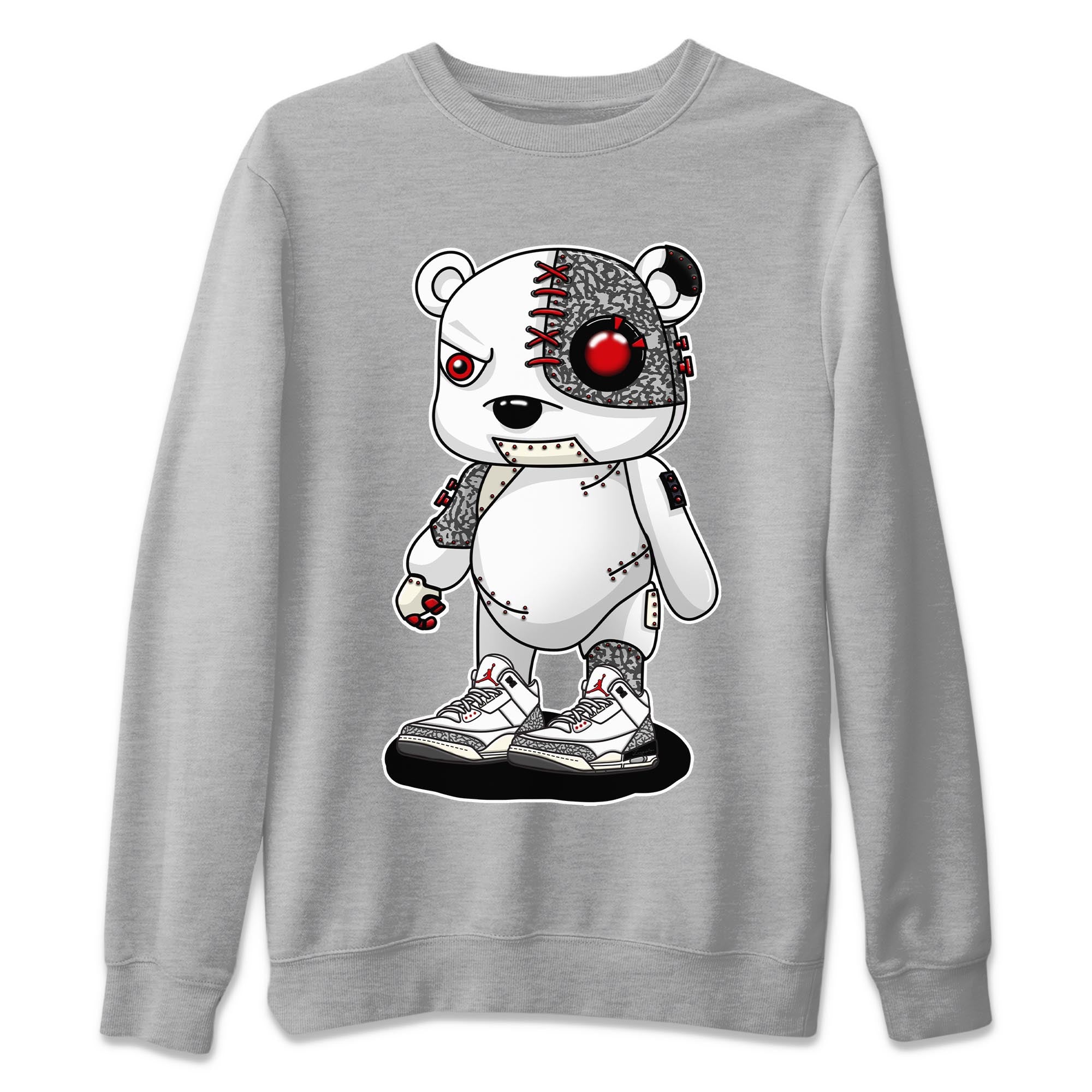 Cyborg Bear Unisex Sweater – Air Jordan 3 White Cement, Sneakers Matching Sweater