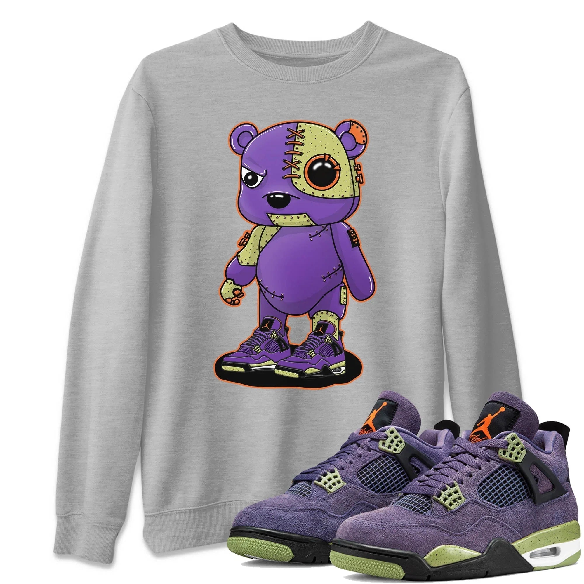 Cyborg Bear Unisex Sweater – Air Jordan 4 Canyon Purple, Sneakers Matching Sweater