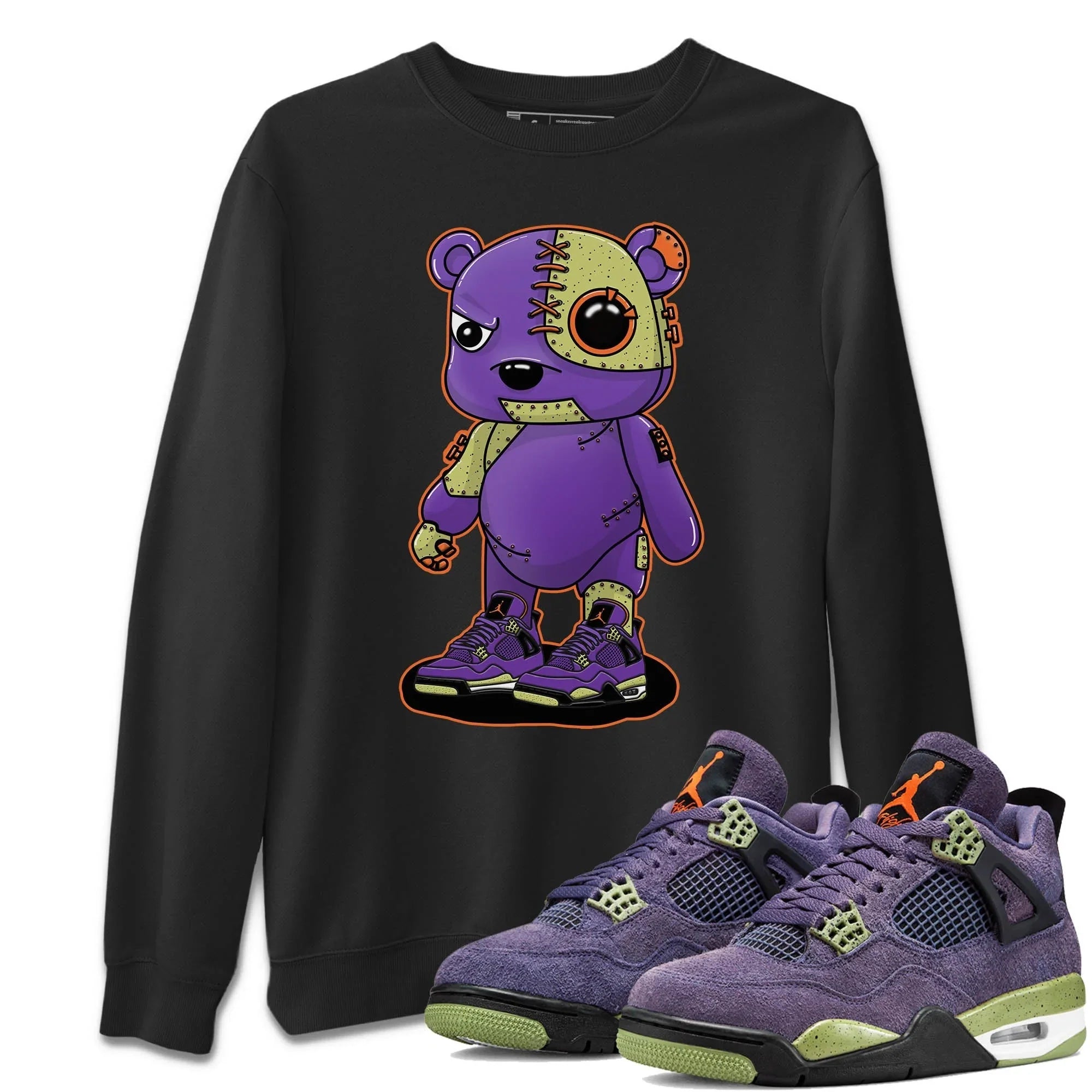 Cyborg Bear Unisex Sweater – Air Jordan 4 Canyon Purple, Sneakers Matching Sweater