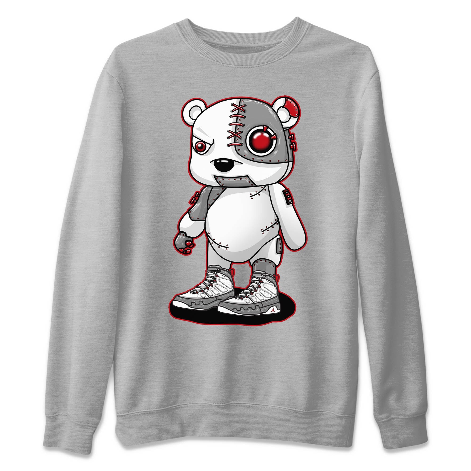 Cyborg Bear Unisex Sweater – Air Jordan 9 Fire Red, Sneakers Matching Sweater