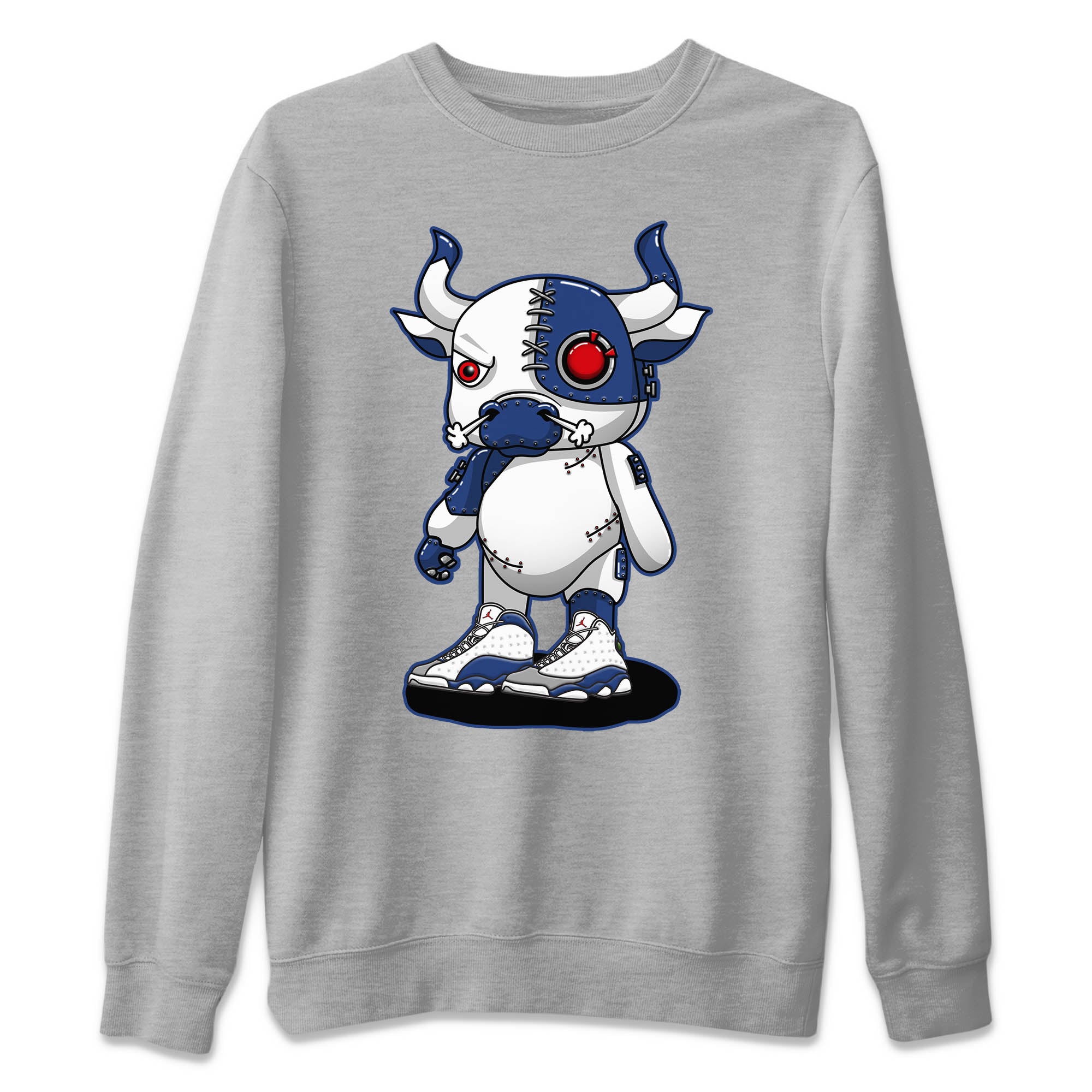 Cyborg Bull Unisex Sweater – Air Jordan 13 French Blue, Sneakers Matching Sweater