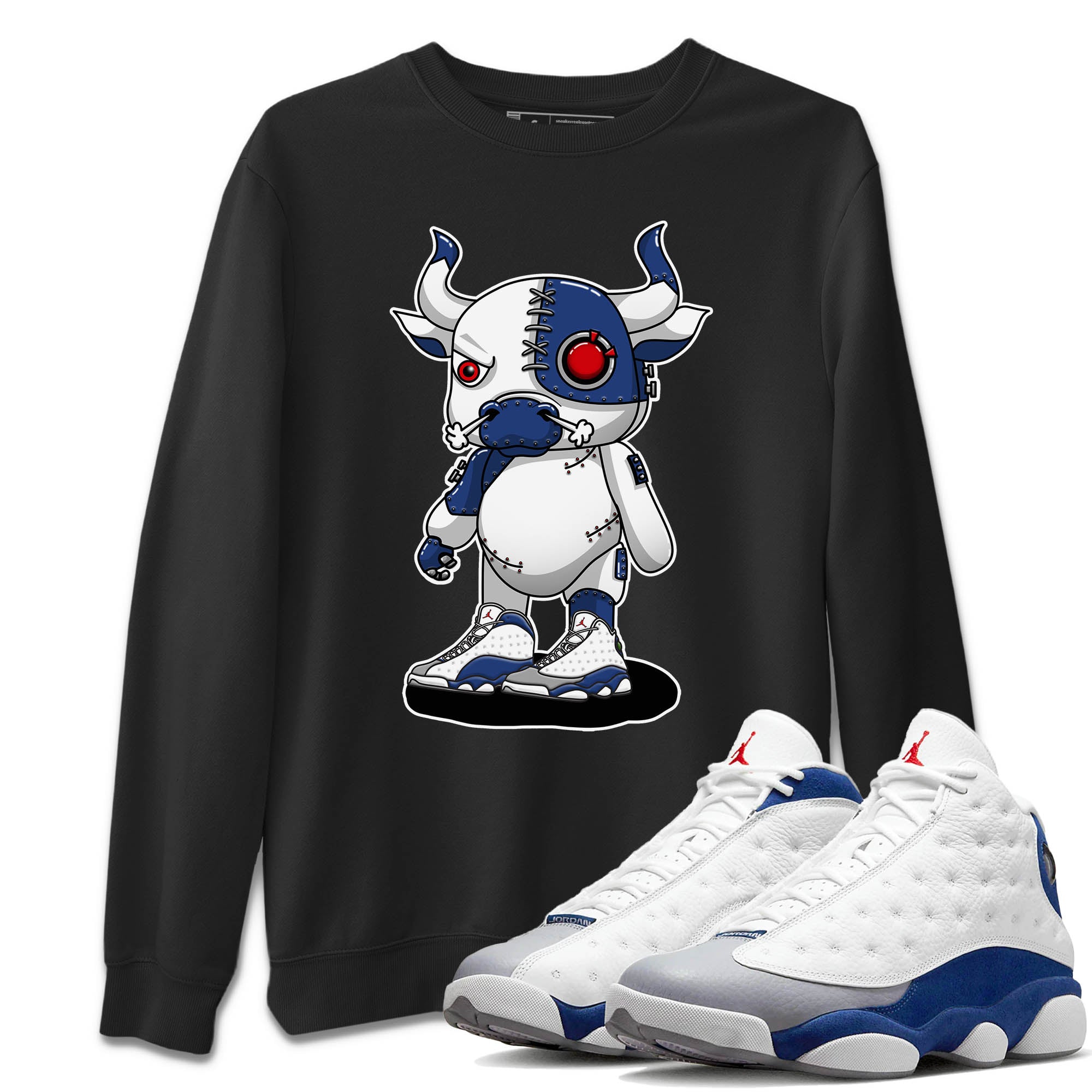 Cyborg Bull Unisex Sweater – Air Jordan 13 French Blue, Sneakers Matching Sweater