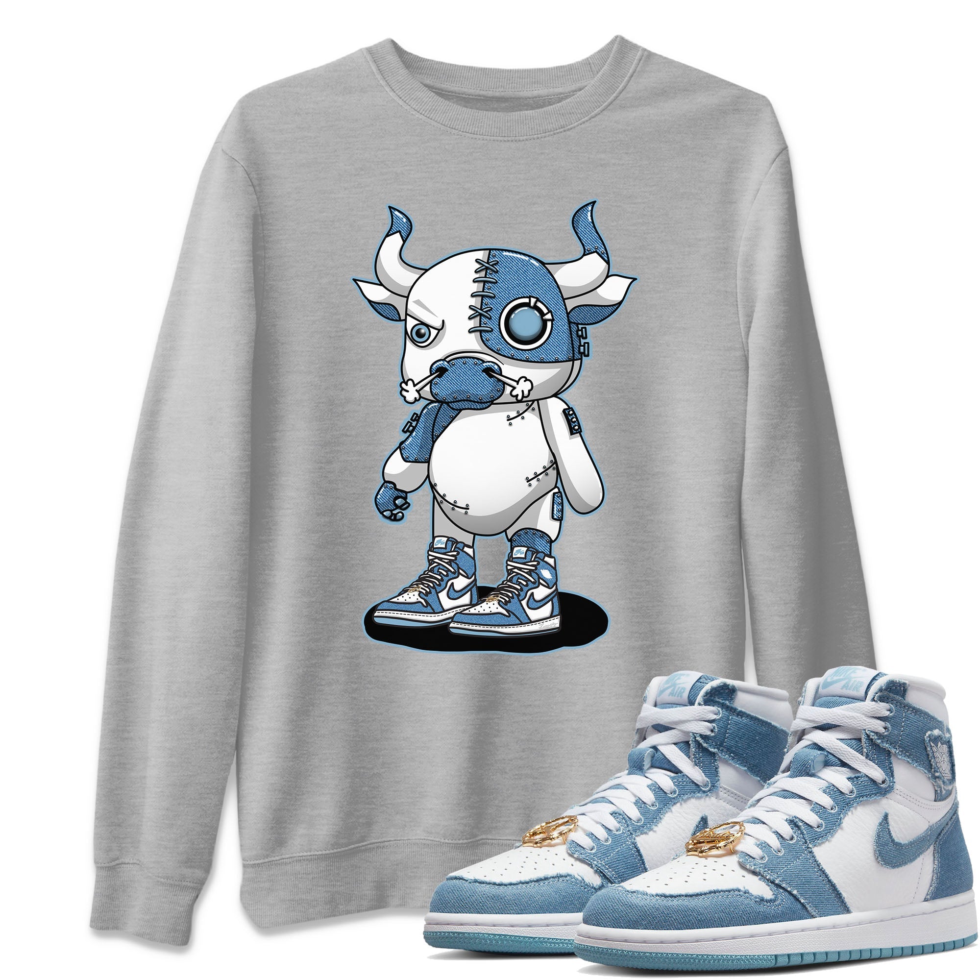 Cyborg Bull Unisex Sweater – Air Jordan 1 Denim, Sneakers Matching Sweater