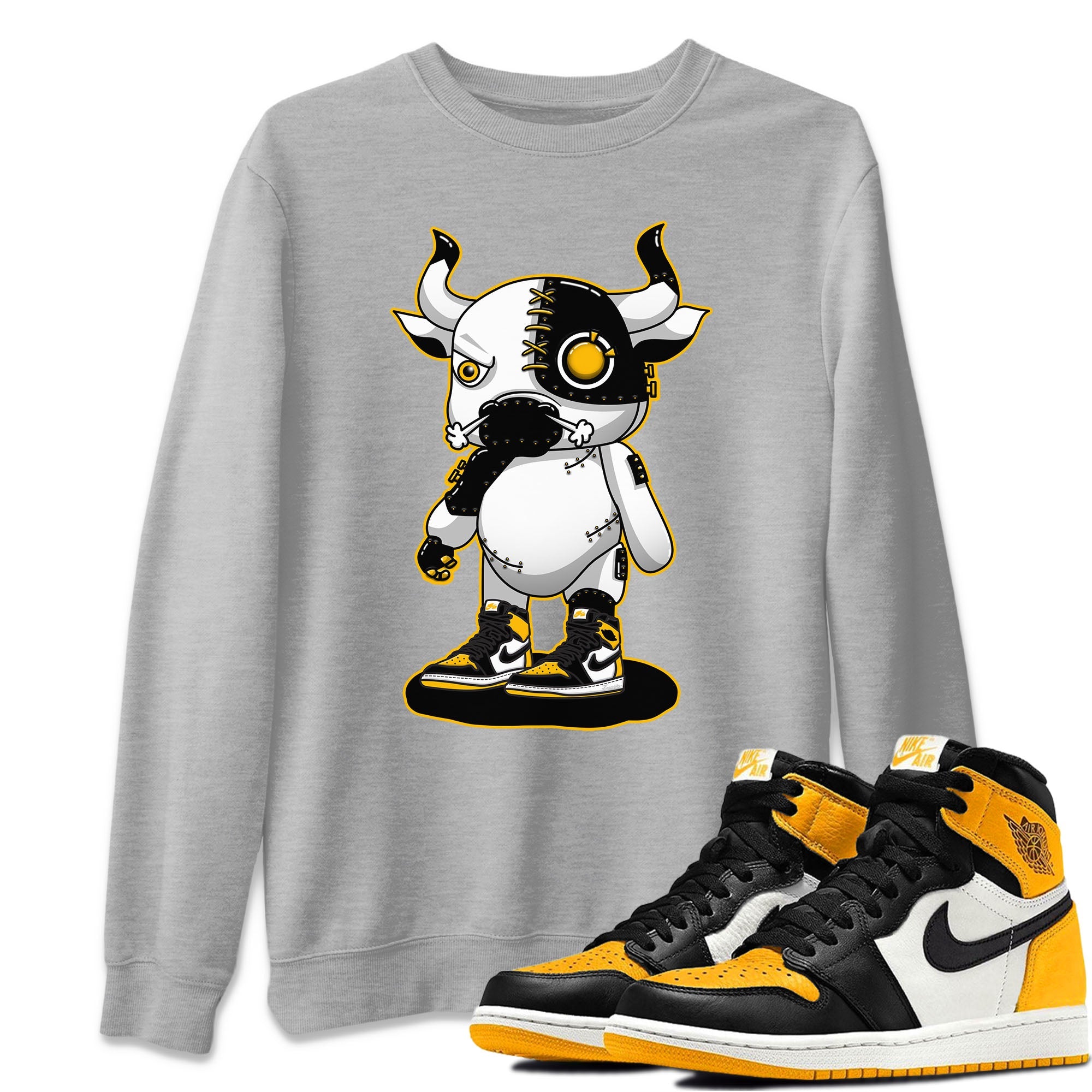 Cyborg Bull Unisex Sweater – Air Jordan 1 Taxi, Sneakers Matching Sweater