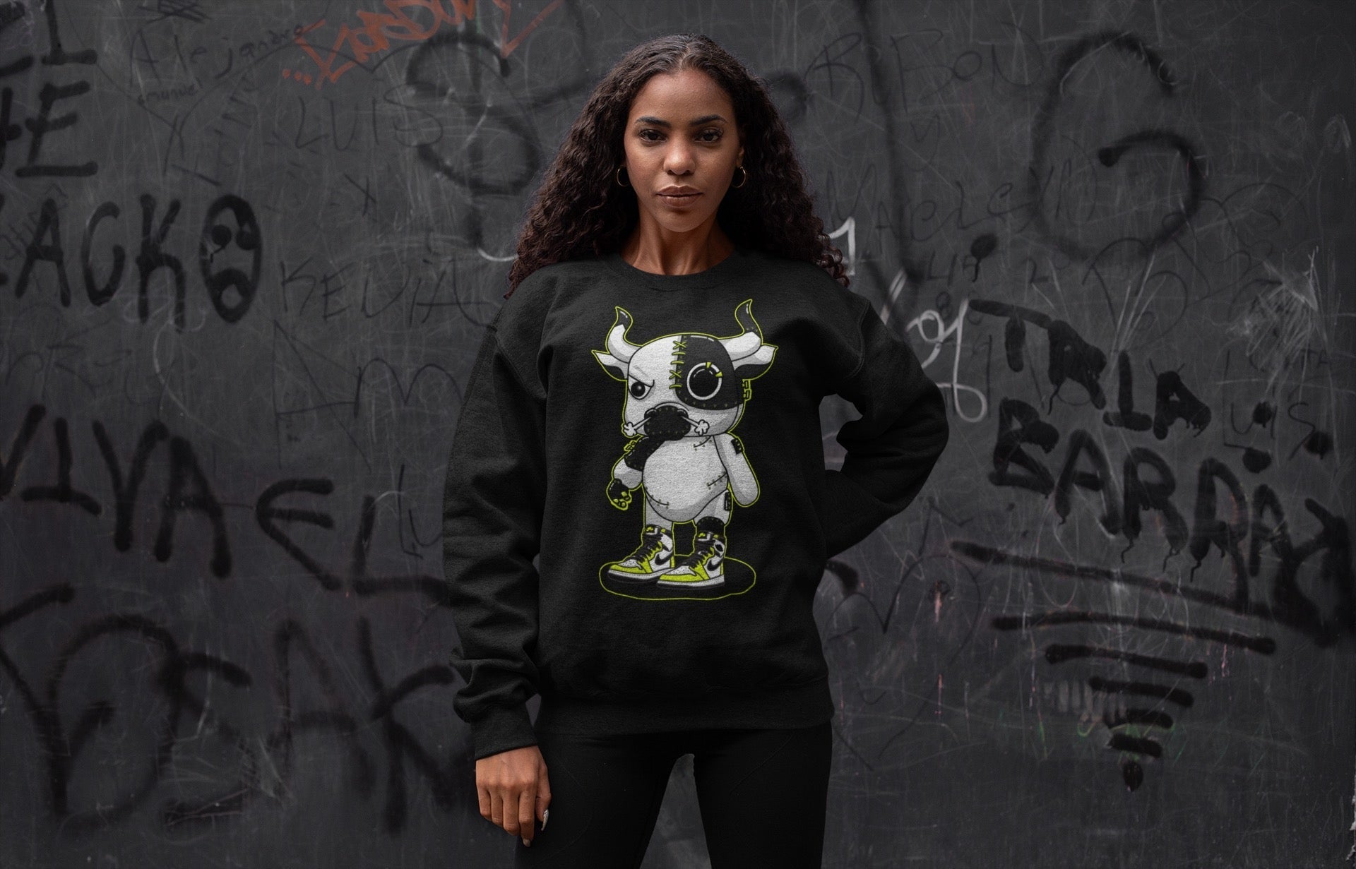 Cyborg Bull Unisex Sweater – Air Jordan 1 Visionaire, Sneakers Matching Sweater