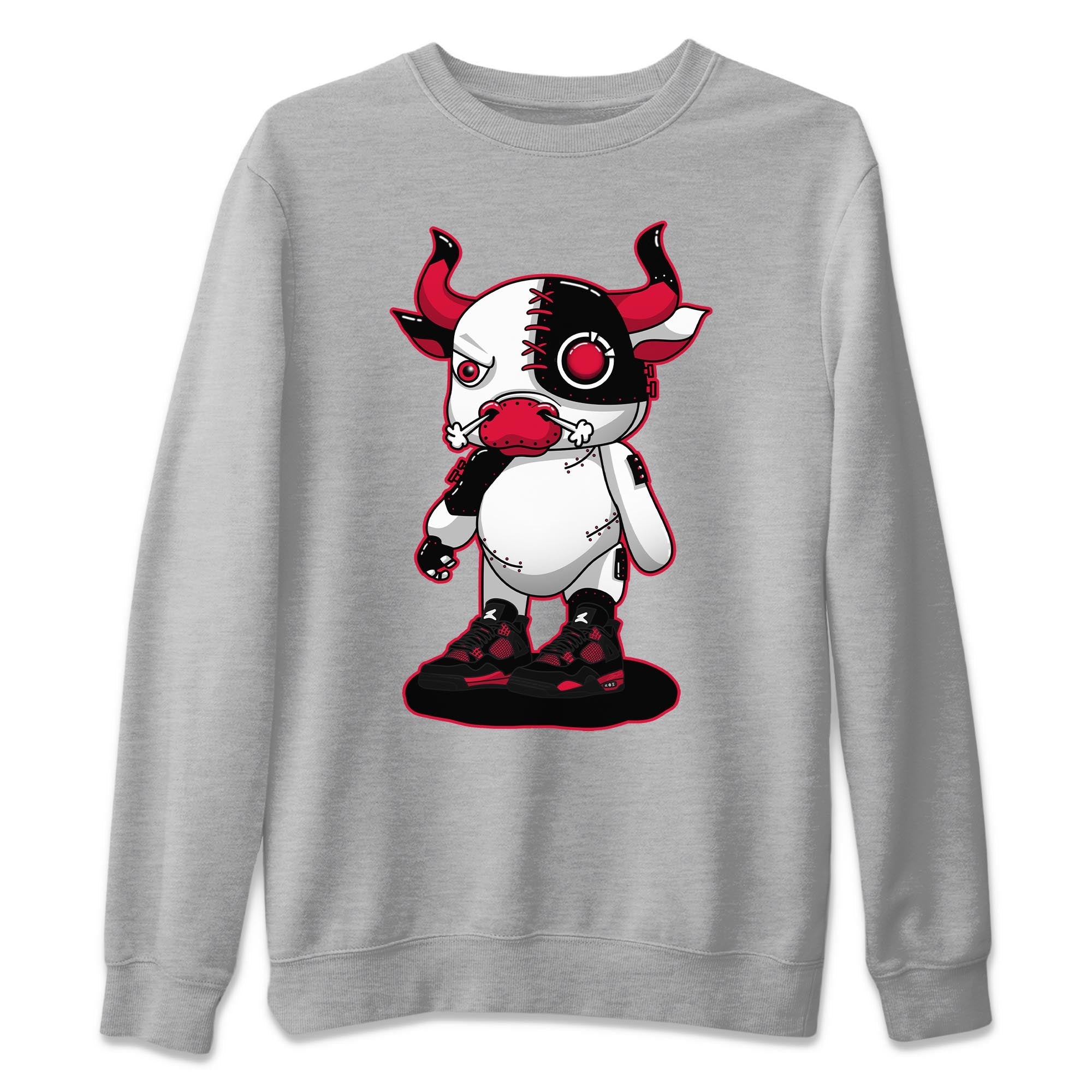 Cyborg Bull Unisex Sweater – Air Jordan 4 Red Thunder, Sneakers Matching Sweater