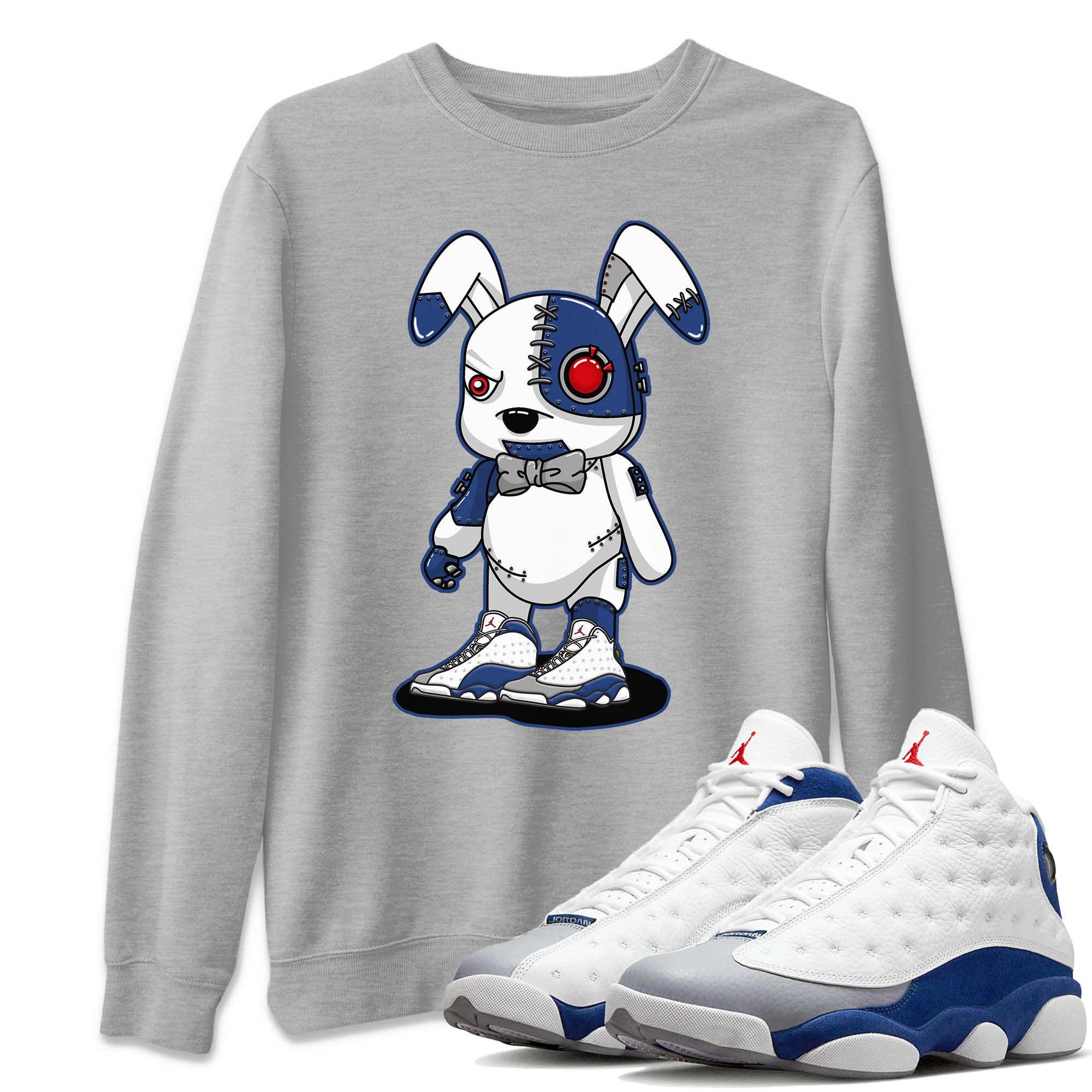 Cyborg Bunny Unisex Sweater – Air Jordan 13 French Blue, Sneakers Matching Sweater
