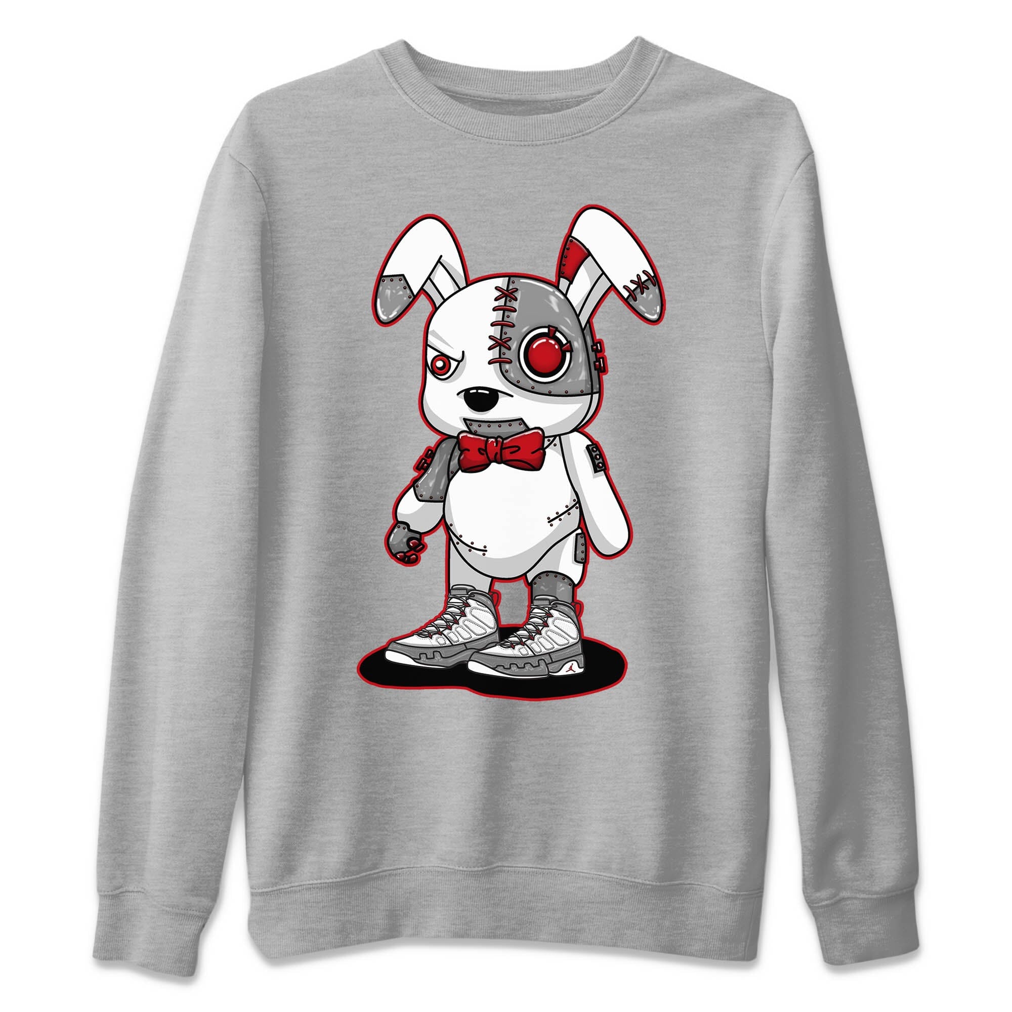 Cyborg Bunny Unisex Sweater – Air Jordan 9 Fire Red, Sneakers Matching Sweater