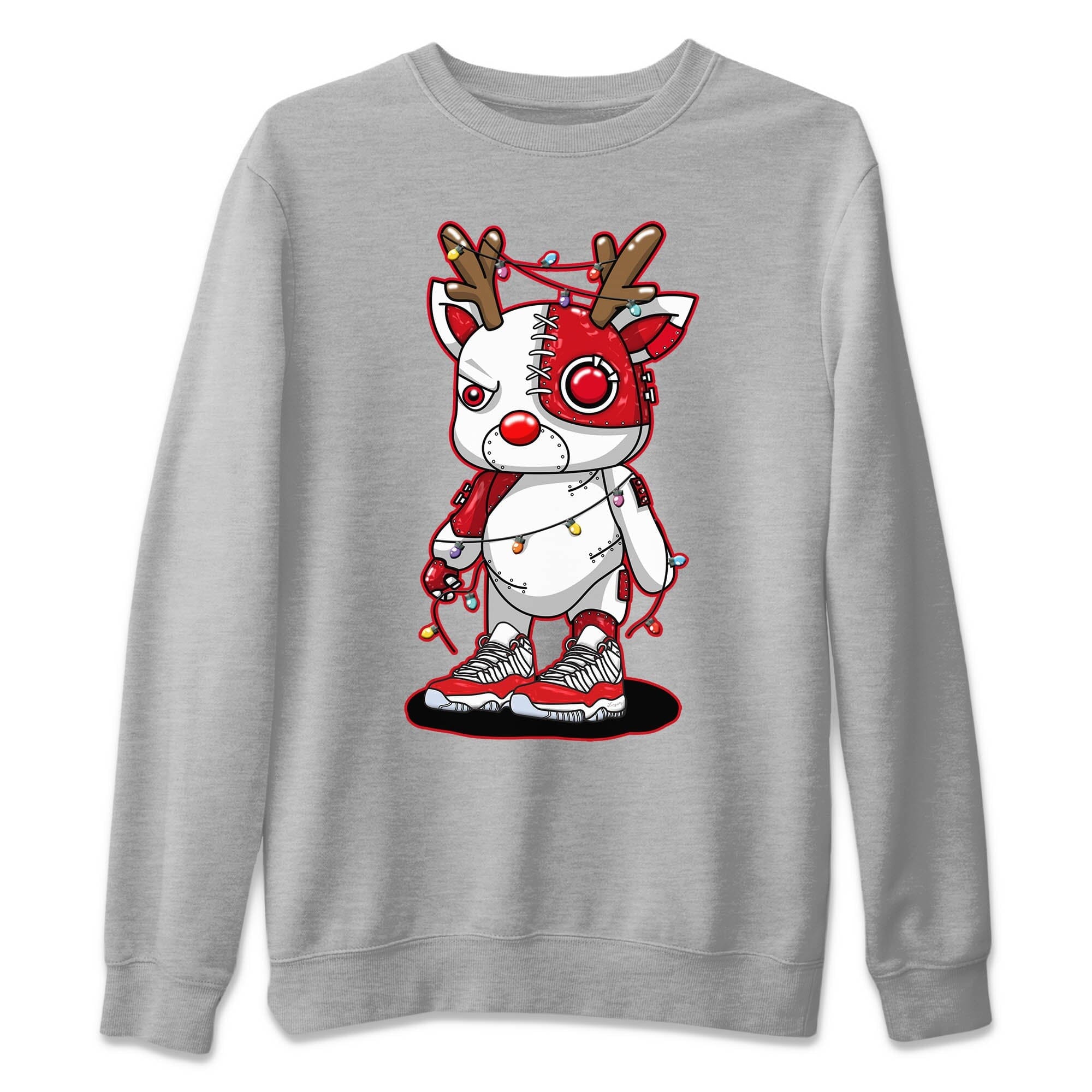 Cyborg Reindeer Unisex Sweater – Air Jordan 11 Cherry, Sneakers Matching Sweater
