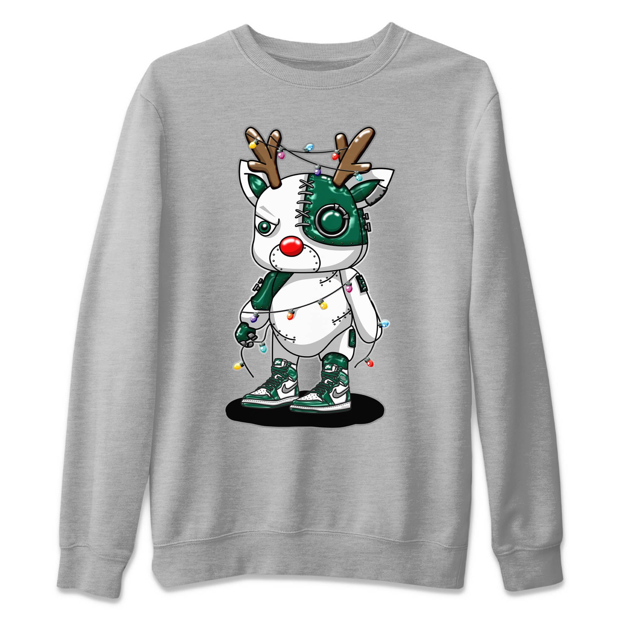 Cyborg Reindeer Unisex Sweater – Air Jordan 1 Gorge Green, Sneakers Matching Sweater