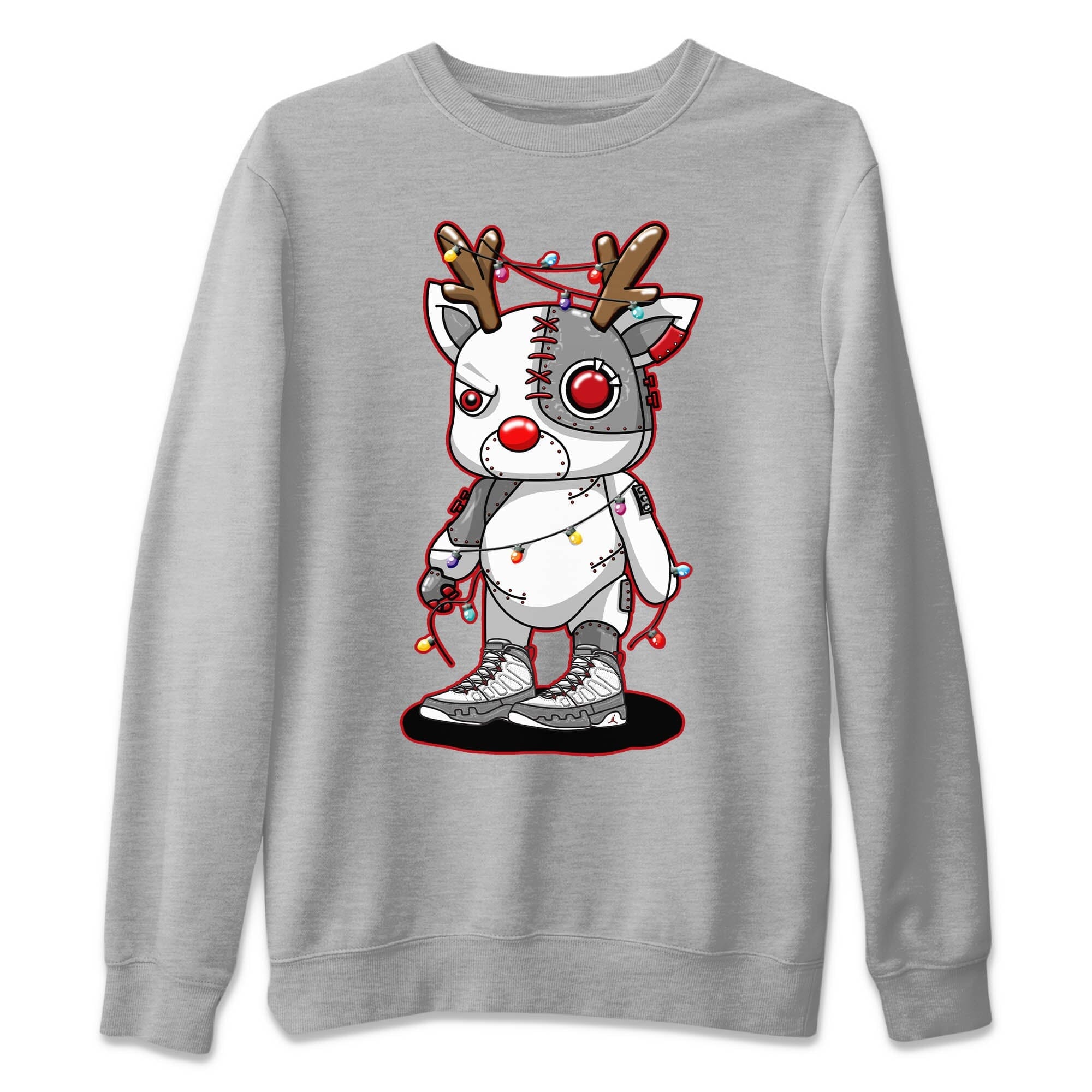 Cyborg Reindeer Unisex Sweater – Air Jordan 9 Fire Red, Sneakers Matching Sweater