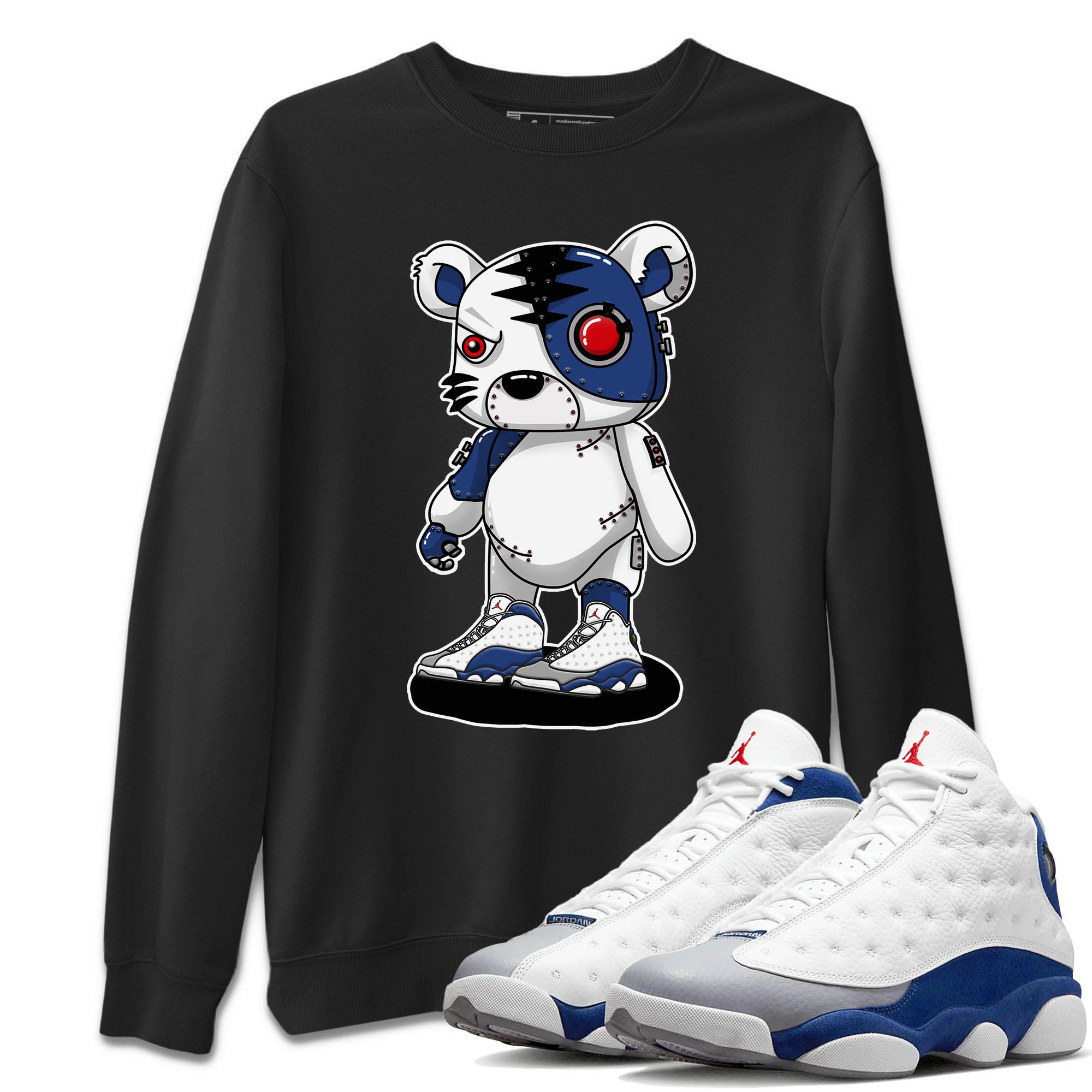 Cyborg Tiger Unisex Sweater – Air Jordan 13 French Blue, Sneakers Matching Sweater