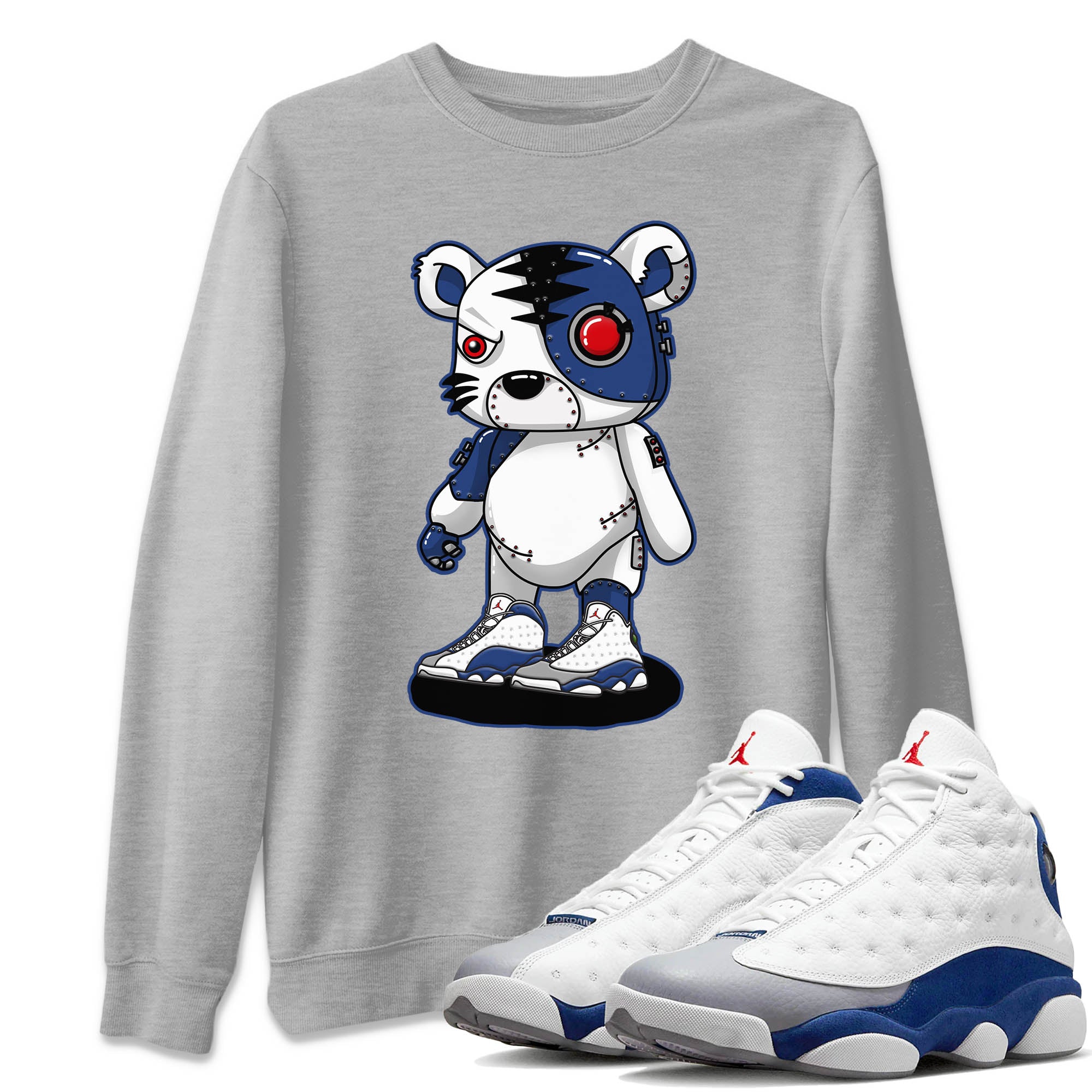 Cyborg Tiger Unisex Sweater – Air Jordan 13 French Blue, Sneakers Matching Sweater