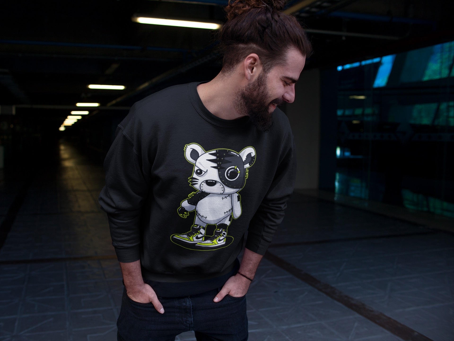 Cyborg Tiger Unisex Sweater – Air Jordan 1 Visionaire, Sneakers Matching Sweater