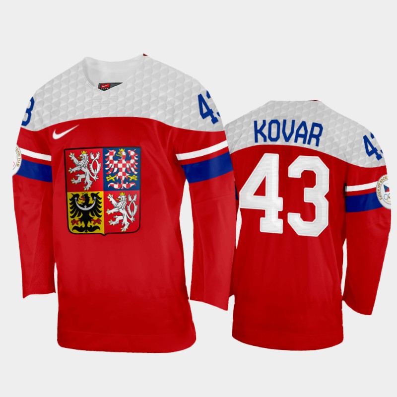 Czech Republic Jan Kovar 2022 Winter Olympics Red #43 Jersey Away