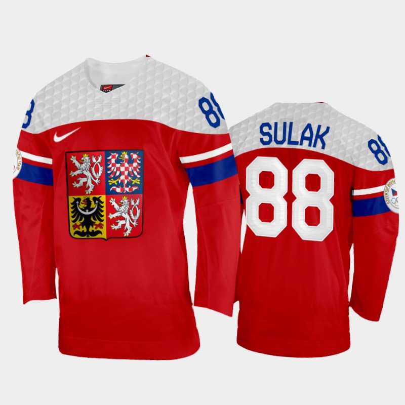 Czech Republic Libor Sulak 2022 Winter Olympics Red #88 Jersey Away