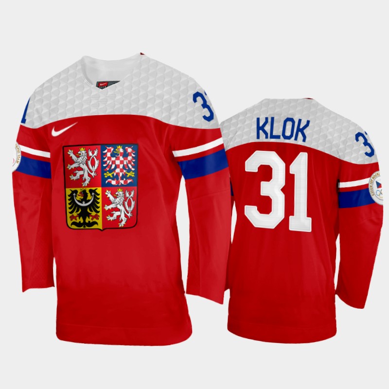 Czech Republic Lukas Klok 2022 Winter Olympics Red #31 Jersey Away