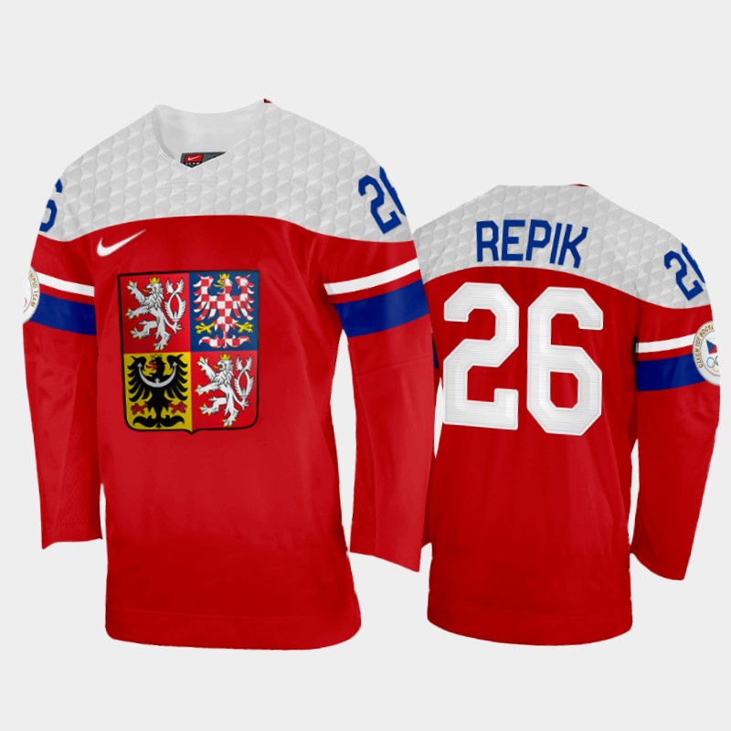 Czech Republic Michal Repik 2022 Winter Olympics Red #26 Jersey Away