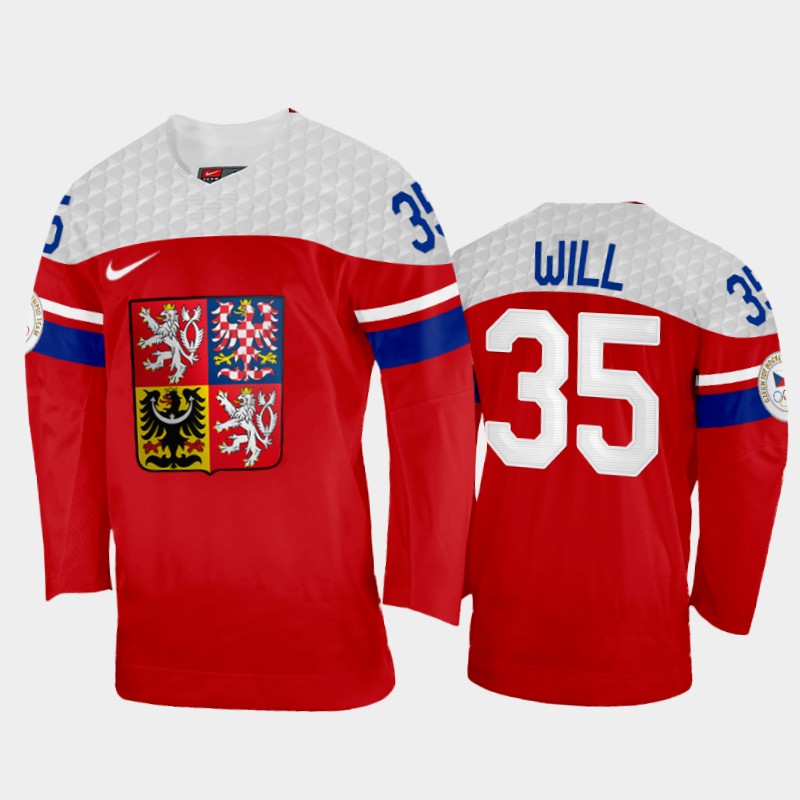 Czech Republic Roman Will 2022 Winter Olympics Red #35 Jersey Away