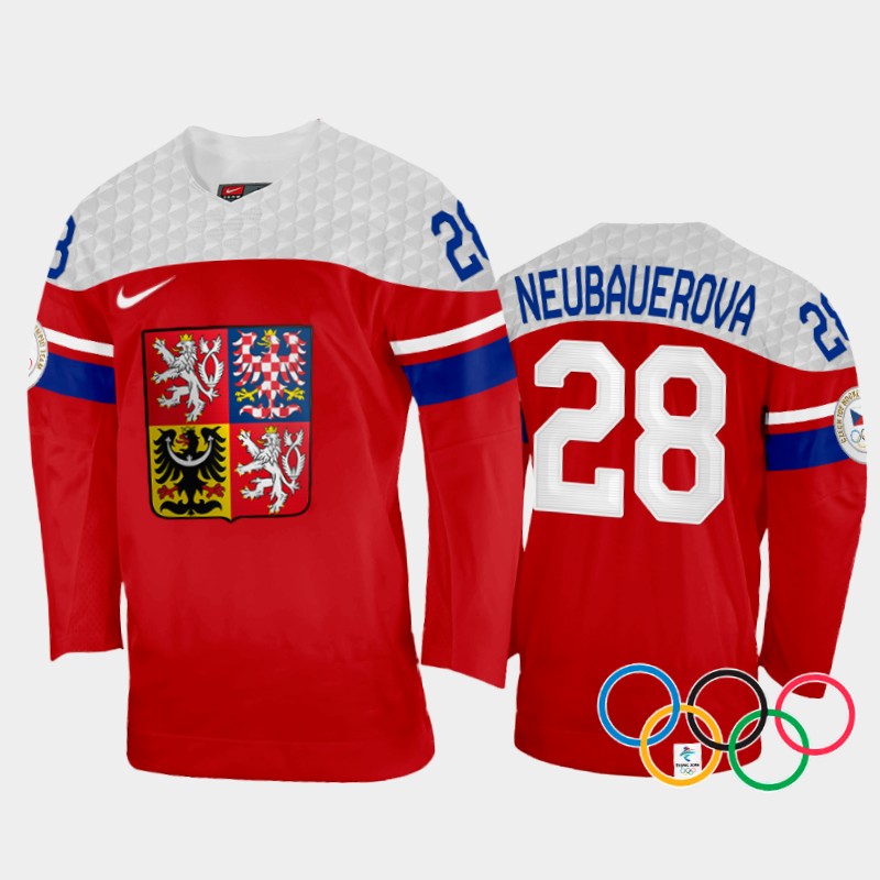 Czech Republic Women's Noemi Neubauerova 2022 Winter Olympics Red #28 Jersey Away