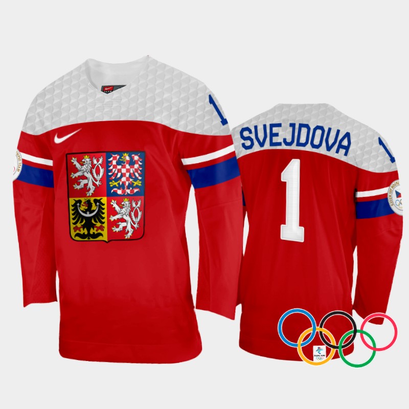 Czech Republic Women's Viktorie Svejdova 2022 Winter Olympics Red #1 Jersey Away